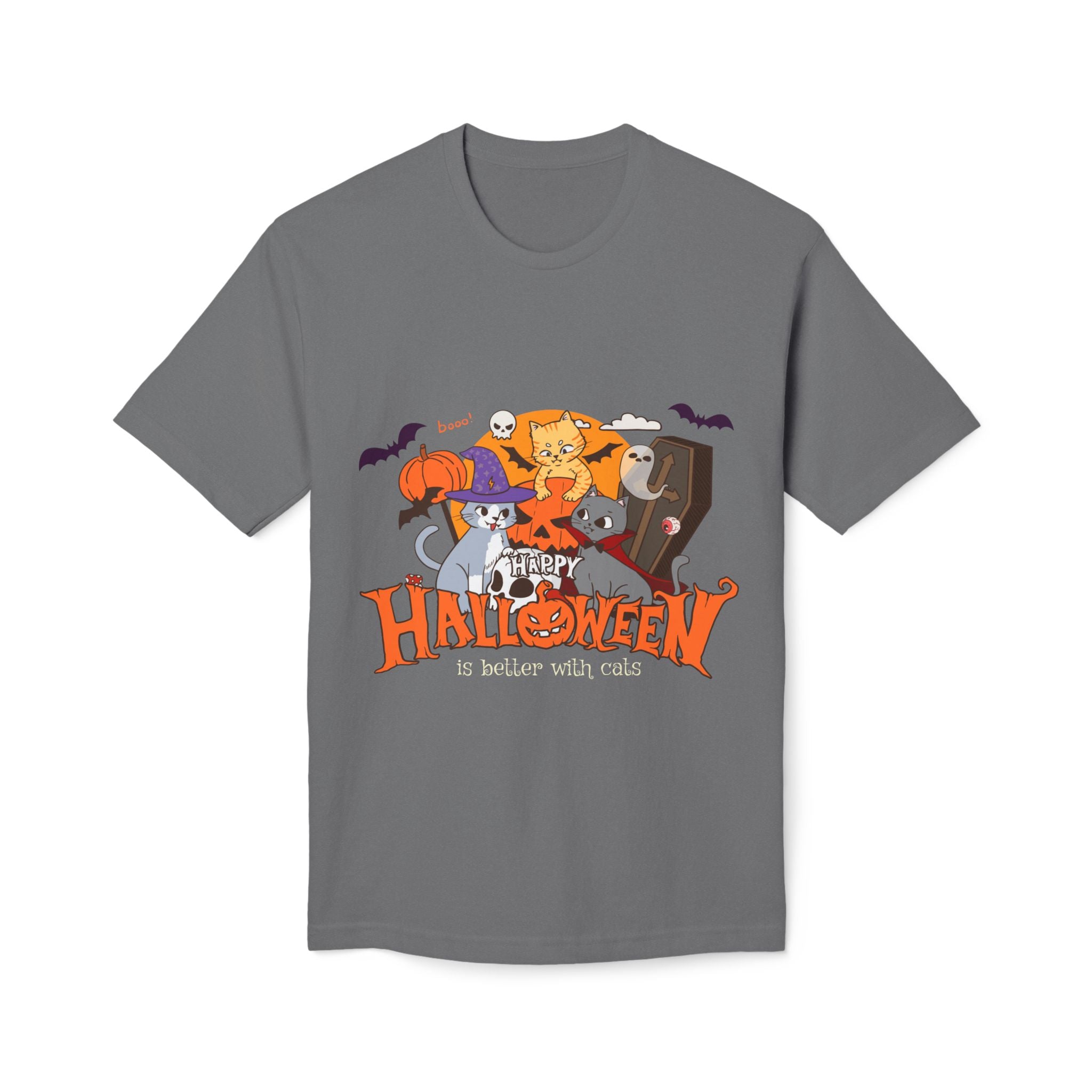 Halloween is Better with Cats | Unisex Midweight T-shirt, Made in US