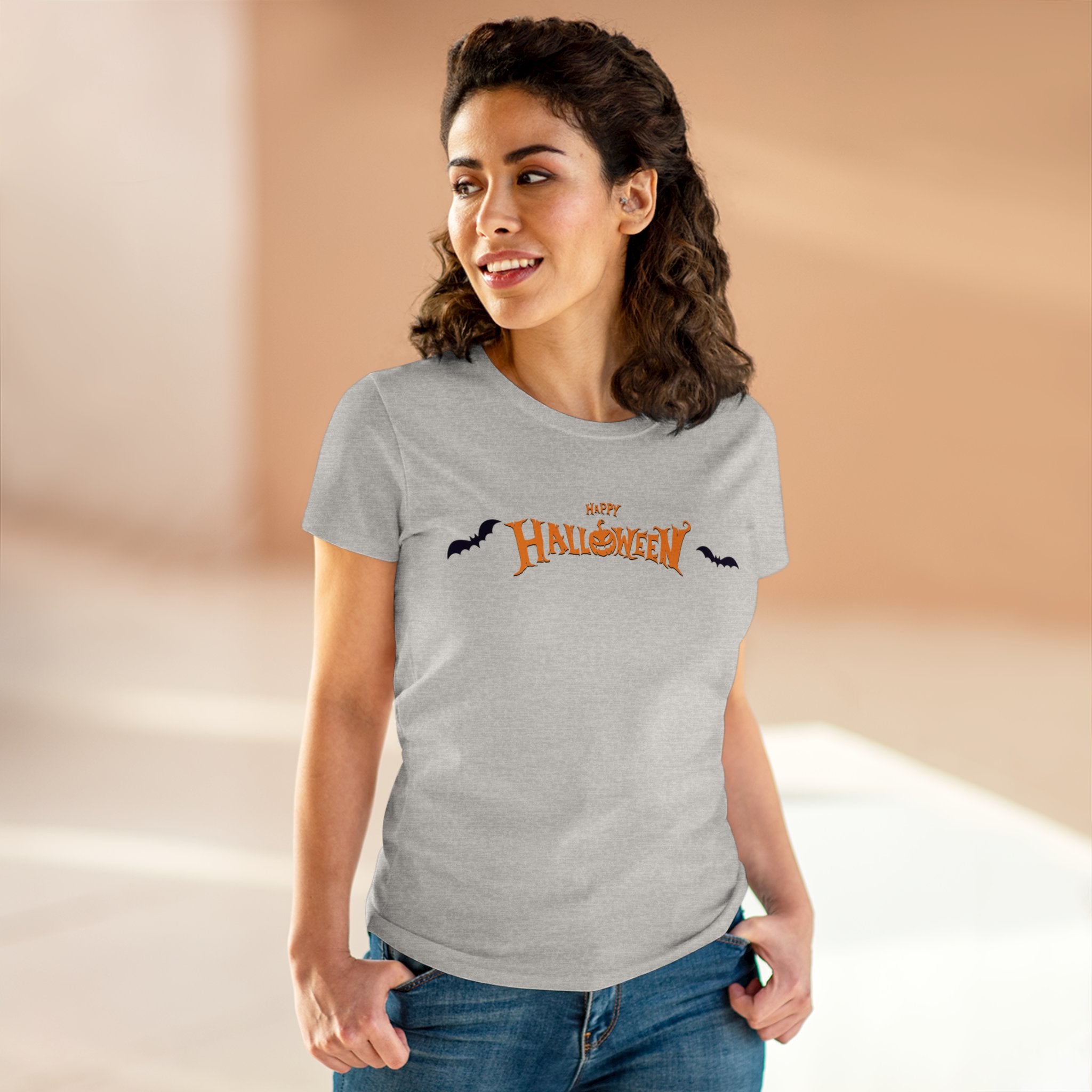 Halloween with Bats | Women's Midweight Cotton Tee