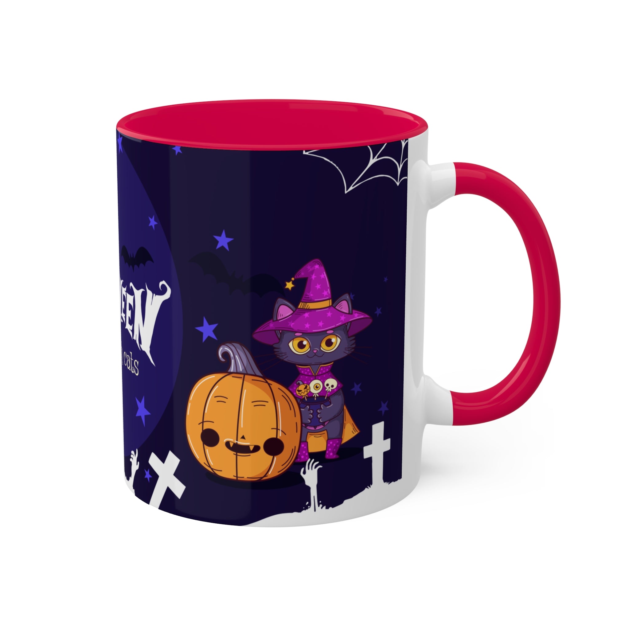 Happy Halloween with Witch's Cats | Colorful Mugs