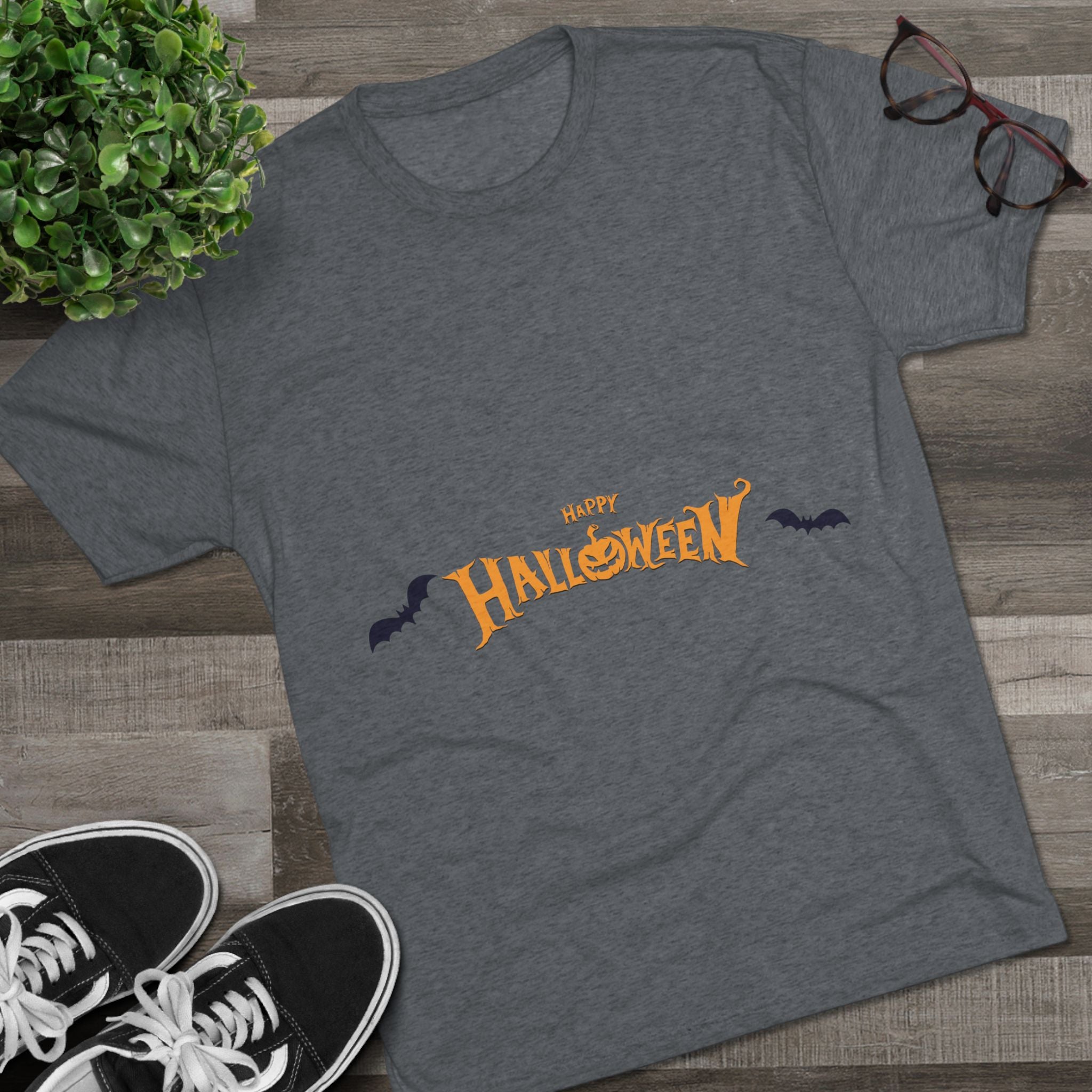 Halloween with Bats | Unisex Tri-Blend Crew Tee