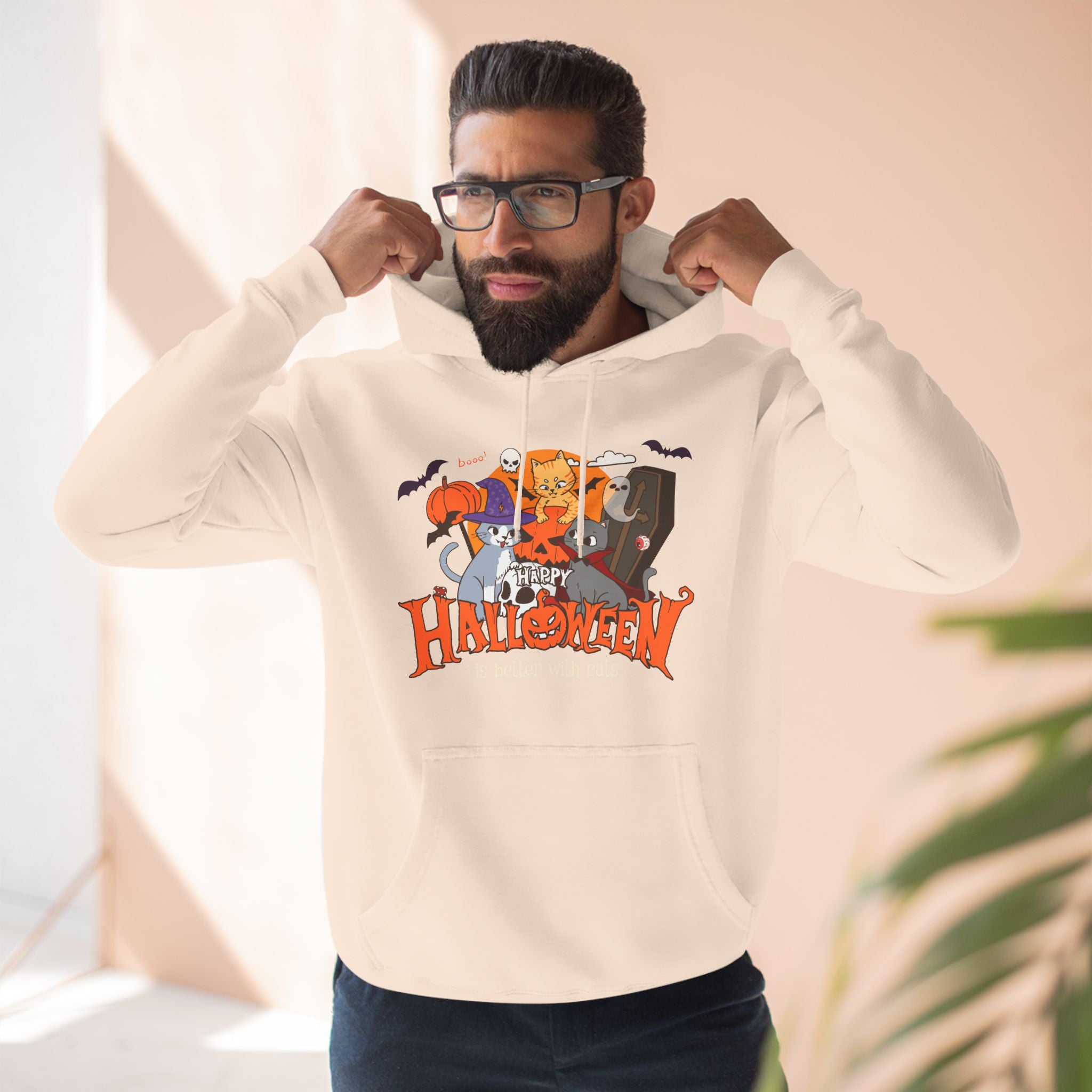 Halloween is Better with Cats | Three-Panel Fleece Hoodie