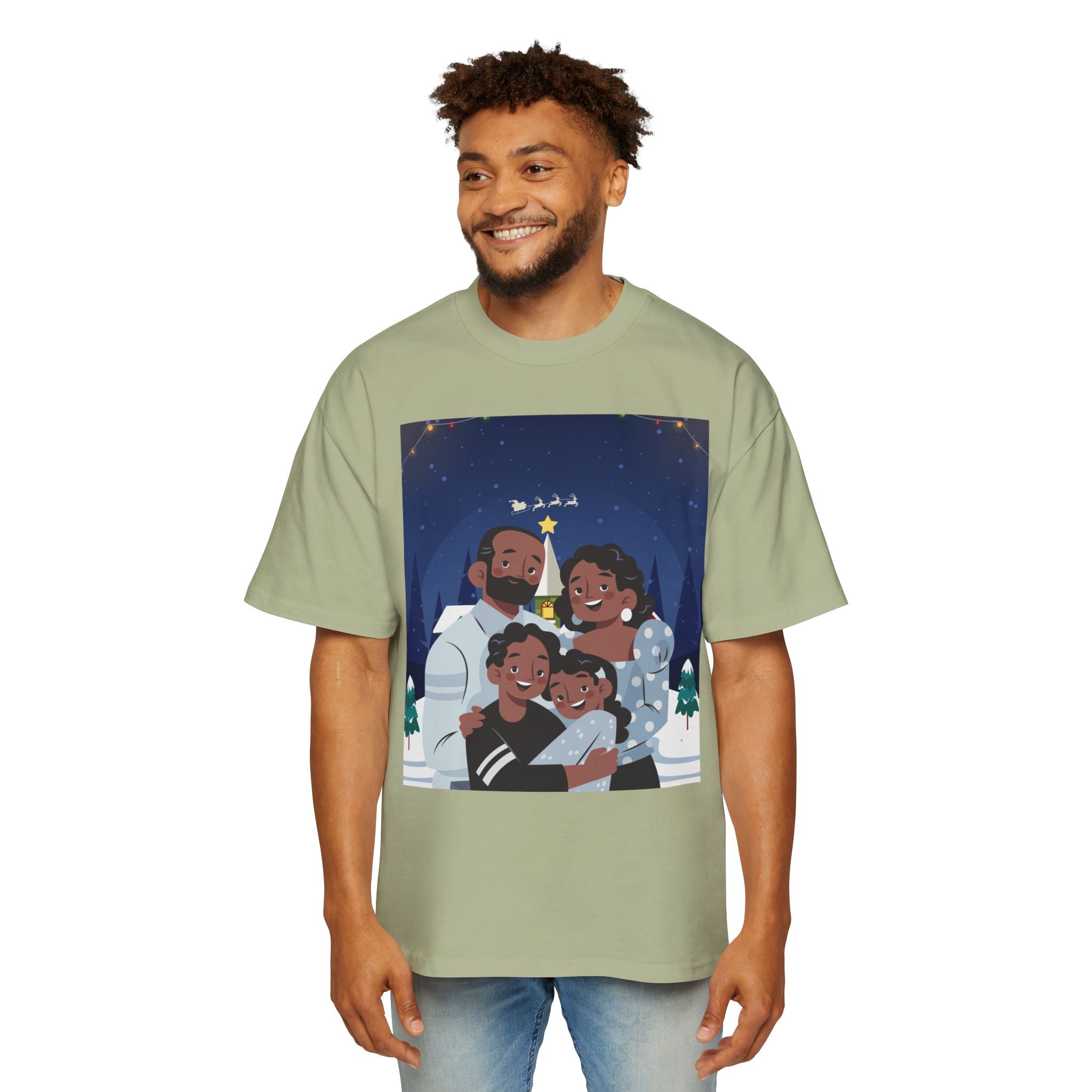 Happy Christmas Family | Men's Heavy Oversized Tee