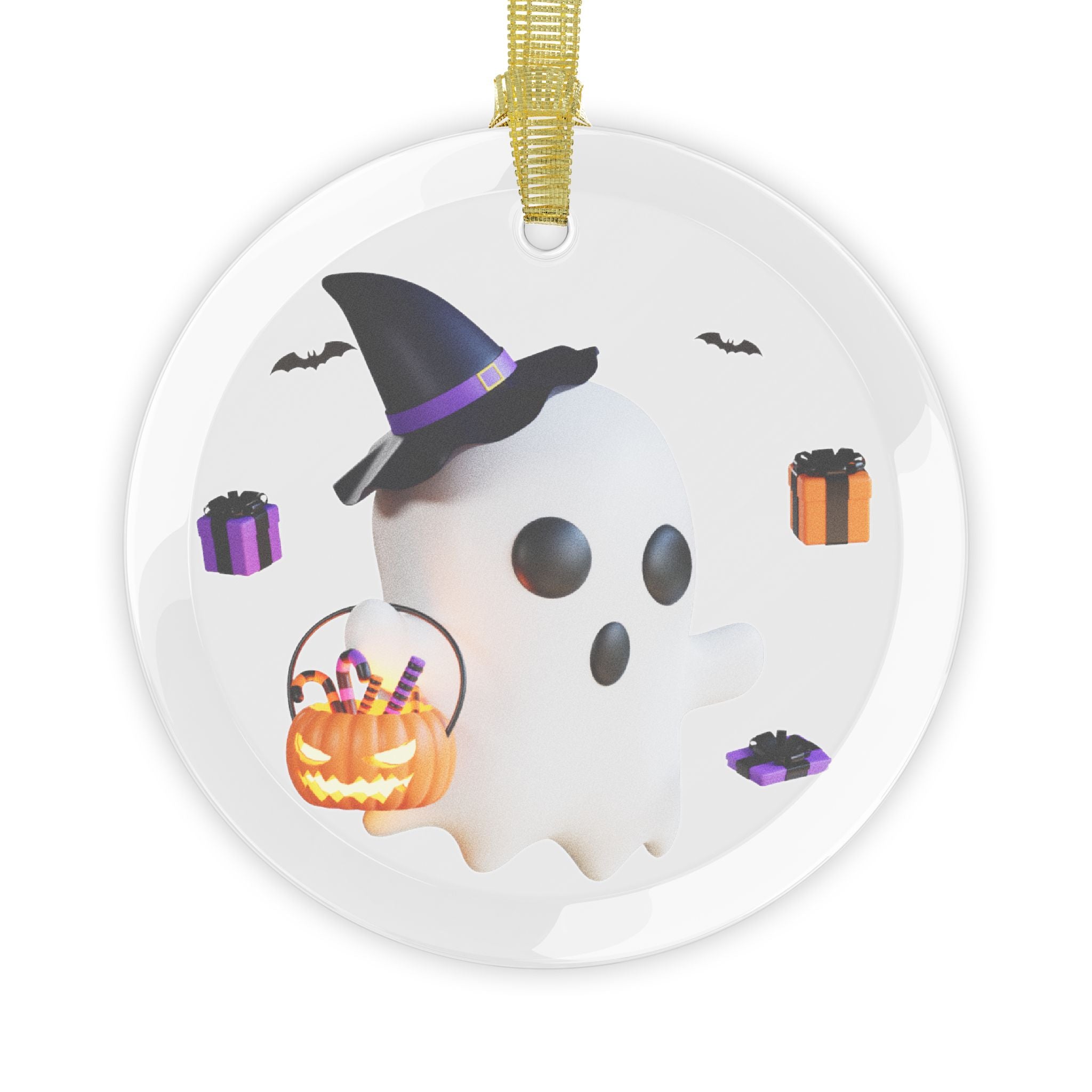 Halloween Spooky Ghost with Treats | Glass Ornaments