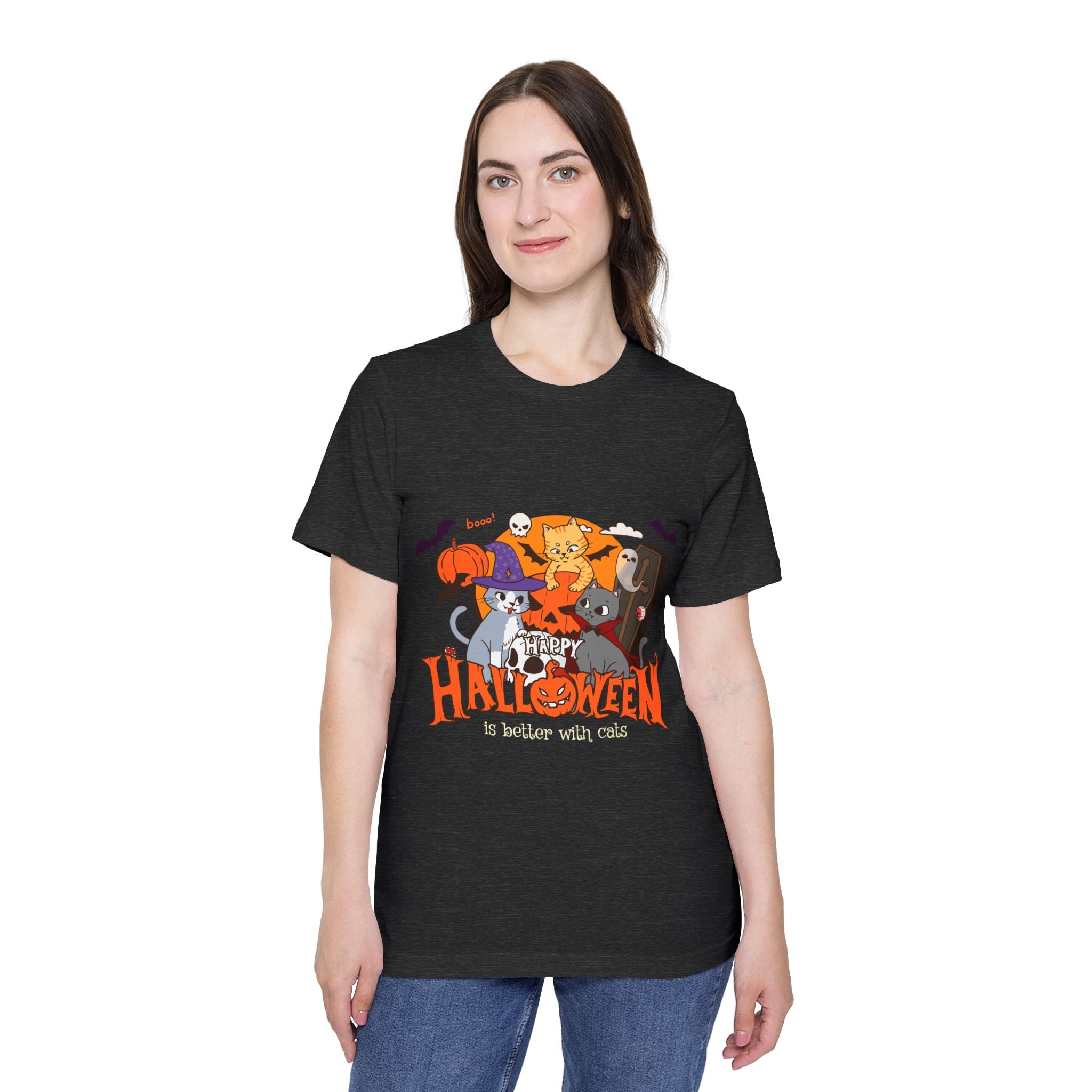 Halloween is Better with Cats | USA-Made Unisex Short-Sleeve Jersey T-Shirt