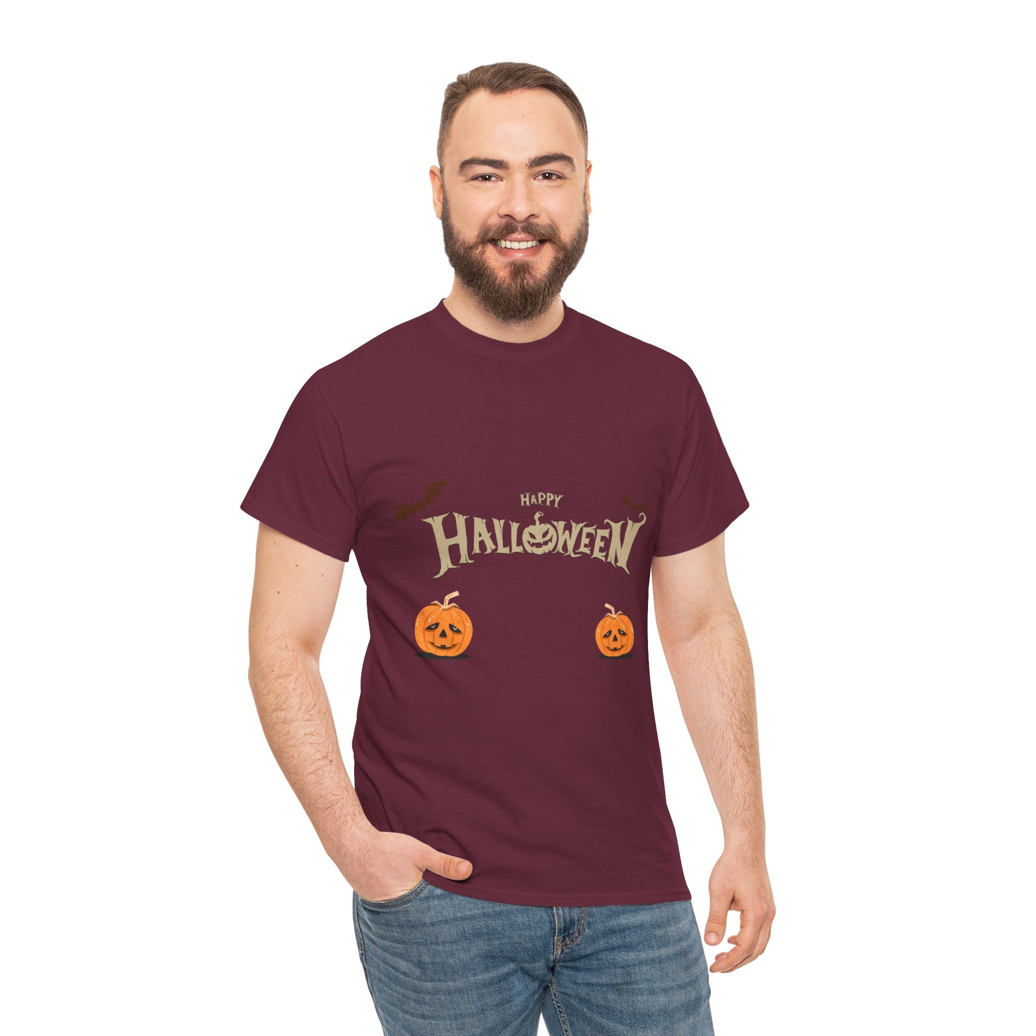 Halloween with Pumpkin | Unisex Heavy Cotton Tee