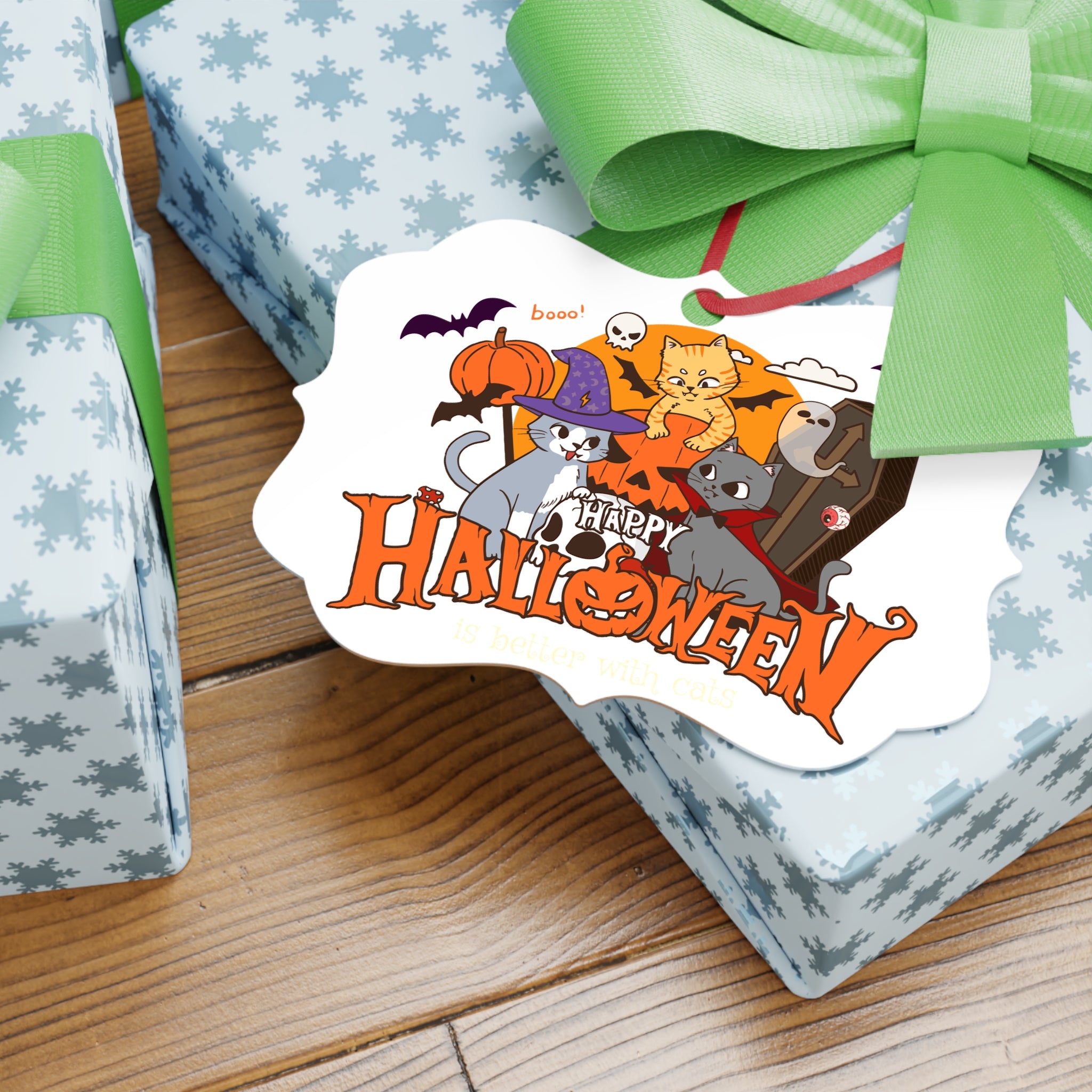 Halloween is Better with Cats | Aluminum Ornaments
