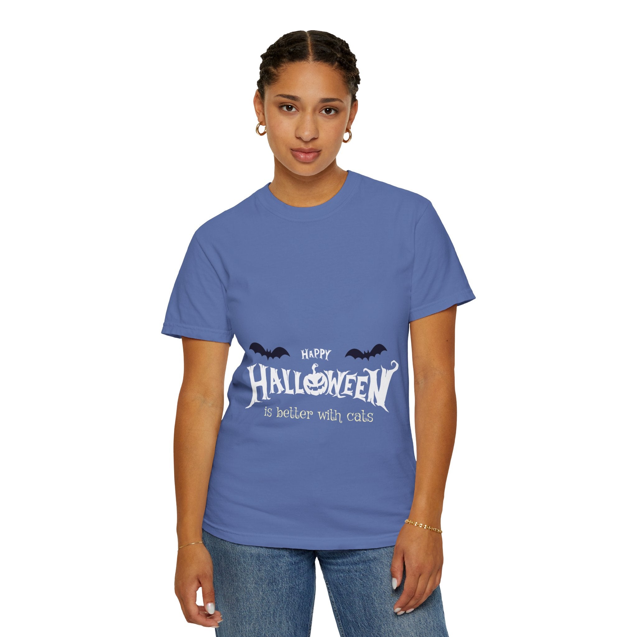 Halloween with Witch's Cats | Unisex Garment-Dyed T-shirt