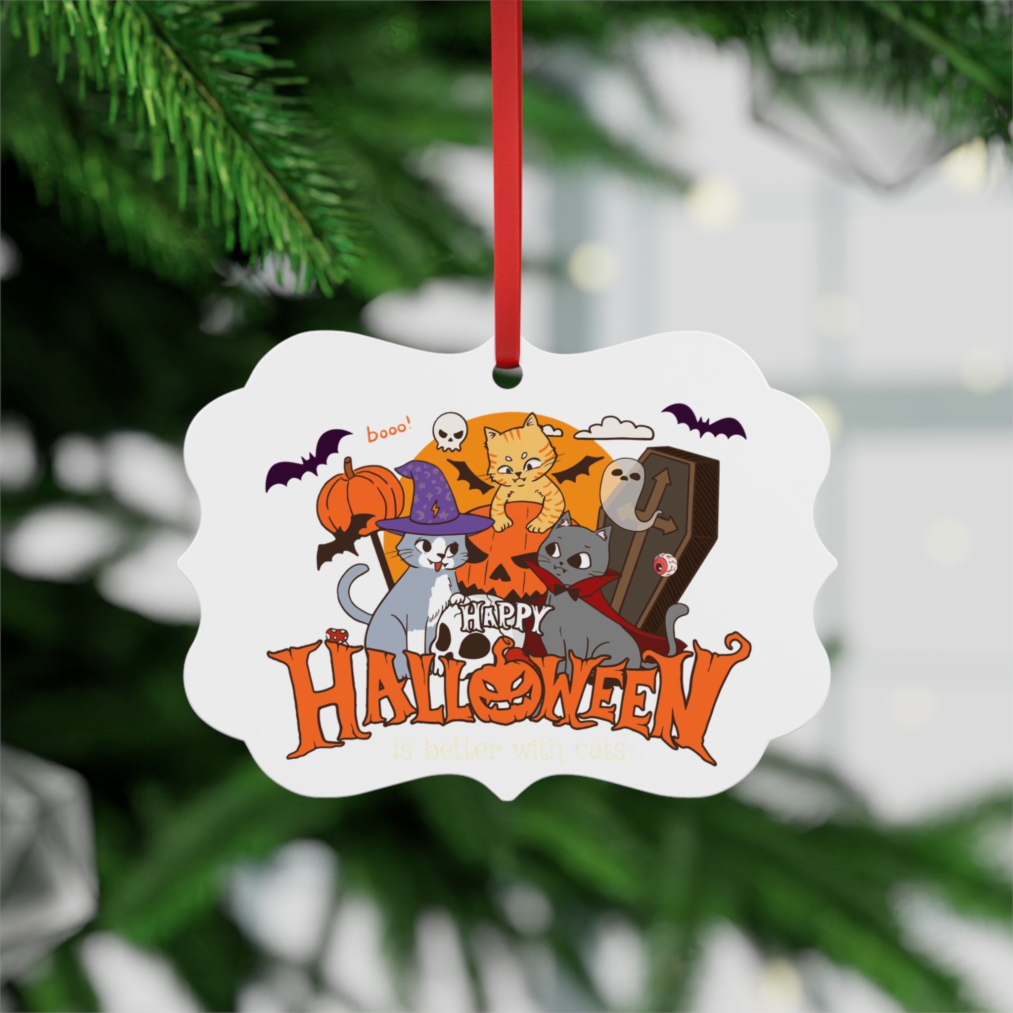 Halloween is Better with Cats | Metal Plaque Ornament