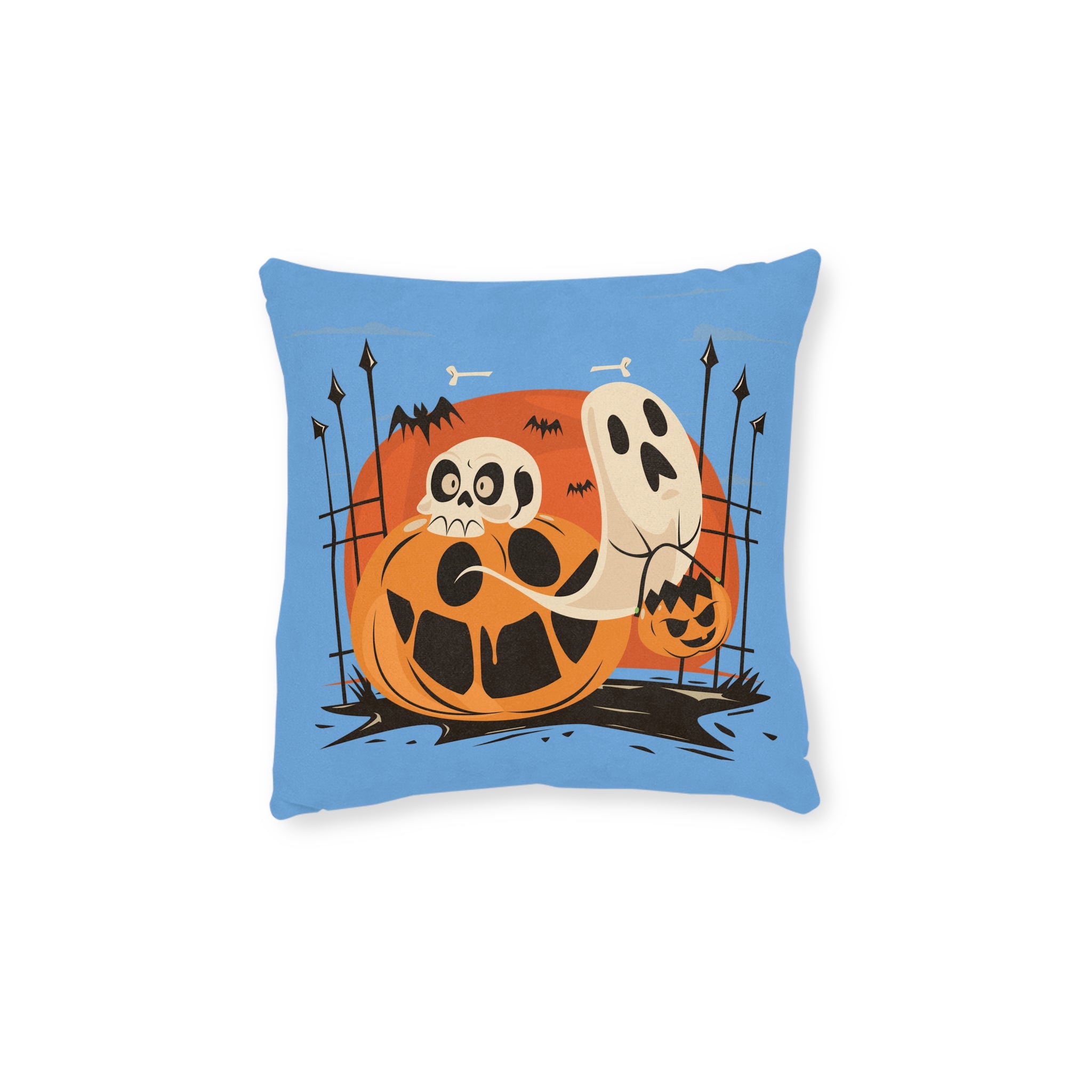 Halloween with Pumpkins | Square Pillow - Pink Back
