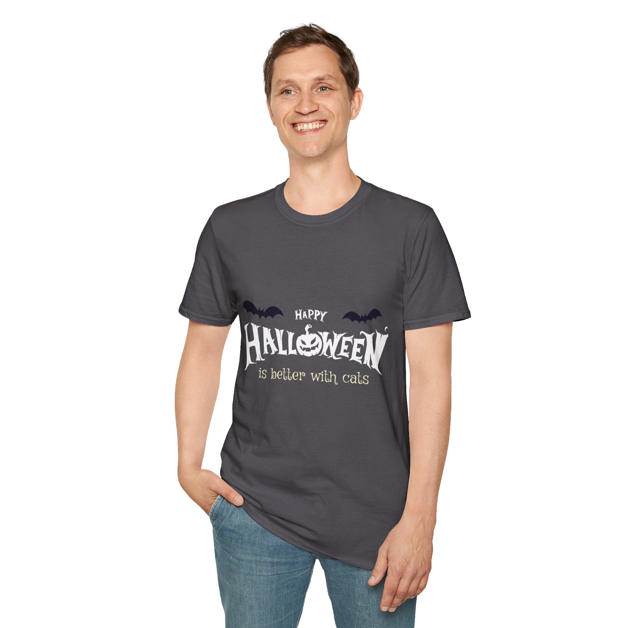 Halloween with Witch's Cats | Unisex Softstyle T-Shirt