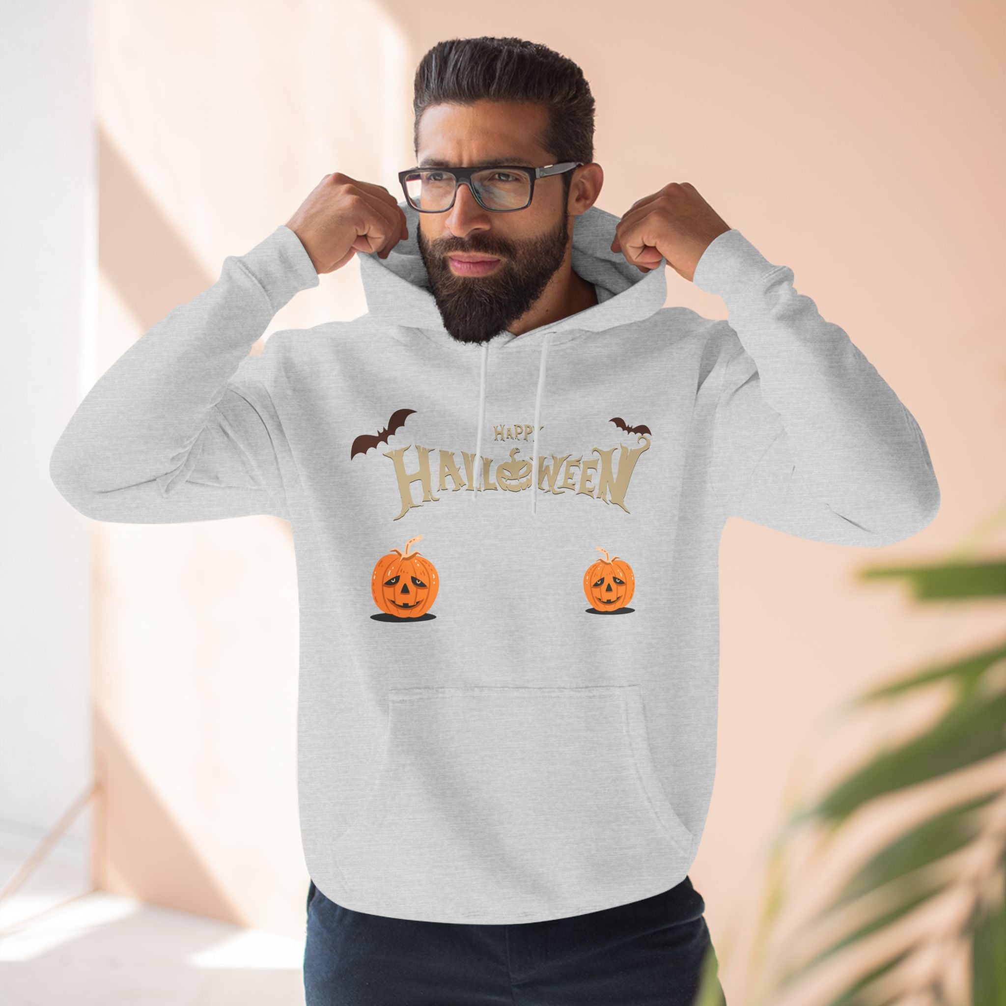 Halloween with Pumpkins | Three-Panel Fleece Hoodie