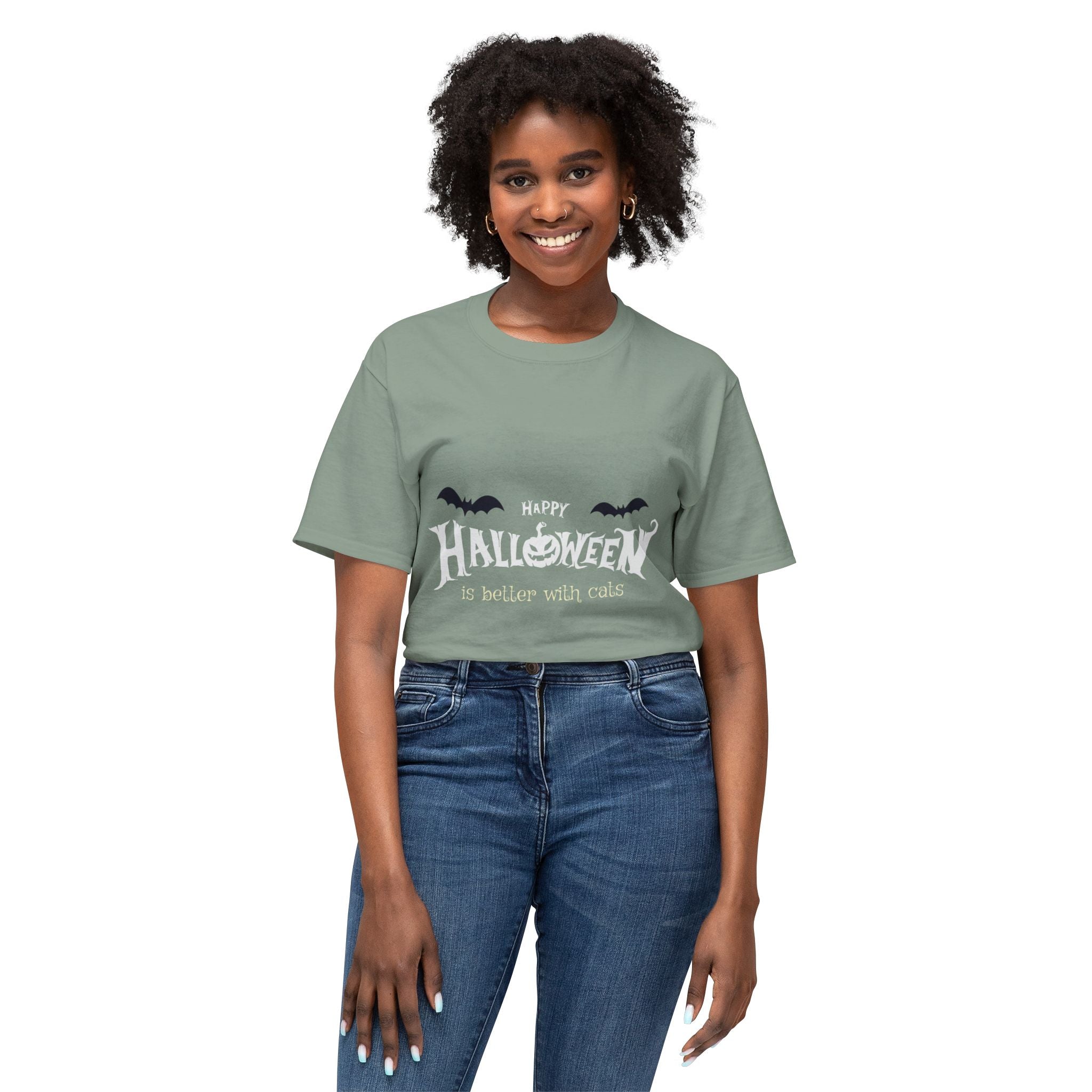 Halloween with Witch's Cats | Unisex HD Cotton™ T-shirt