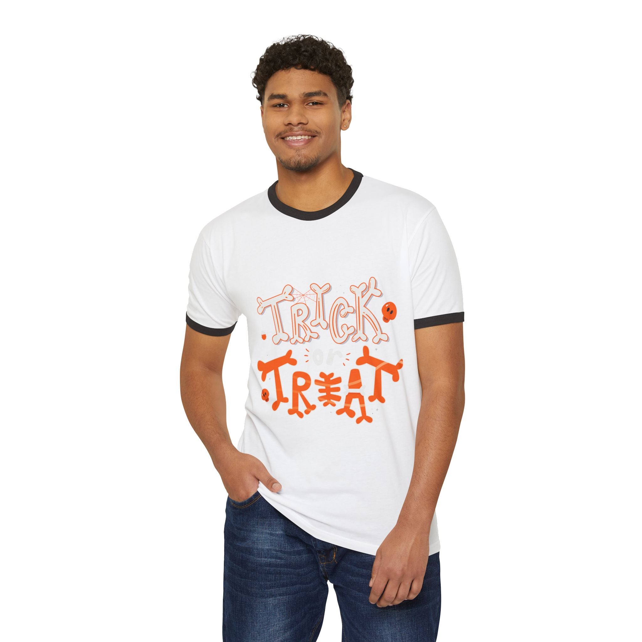 Halloween Trick or Treat | Unisex Cotton Ringer T-Shirt