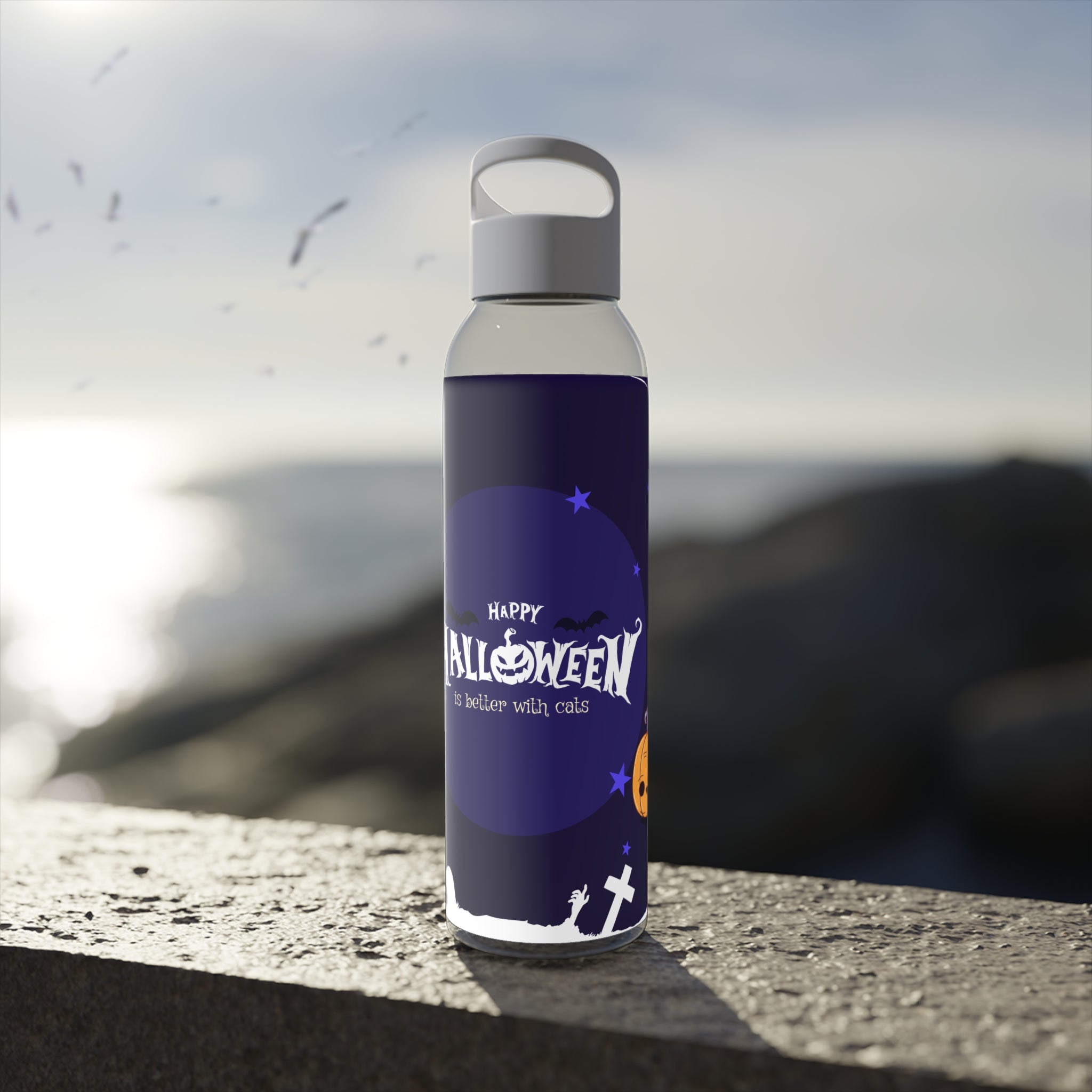 Happy Halloween with Witch's Cats | Sky Water Bottle