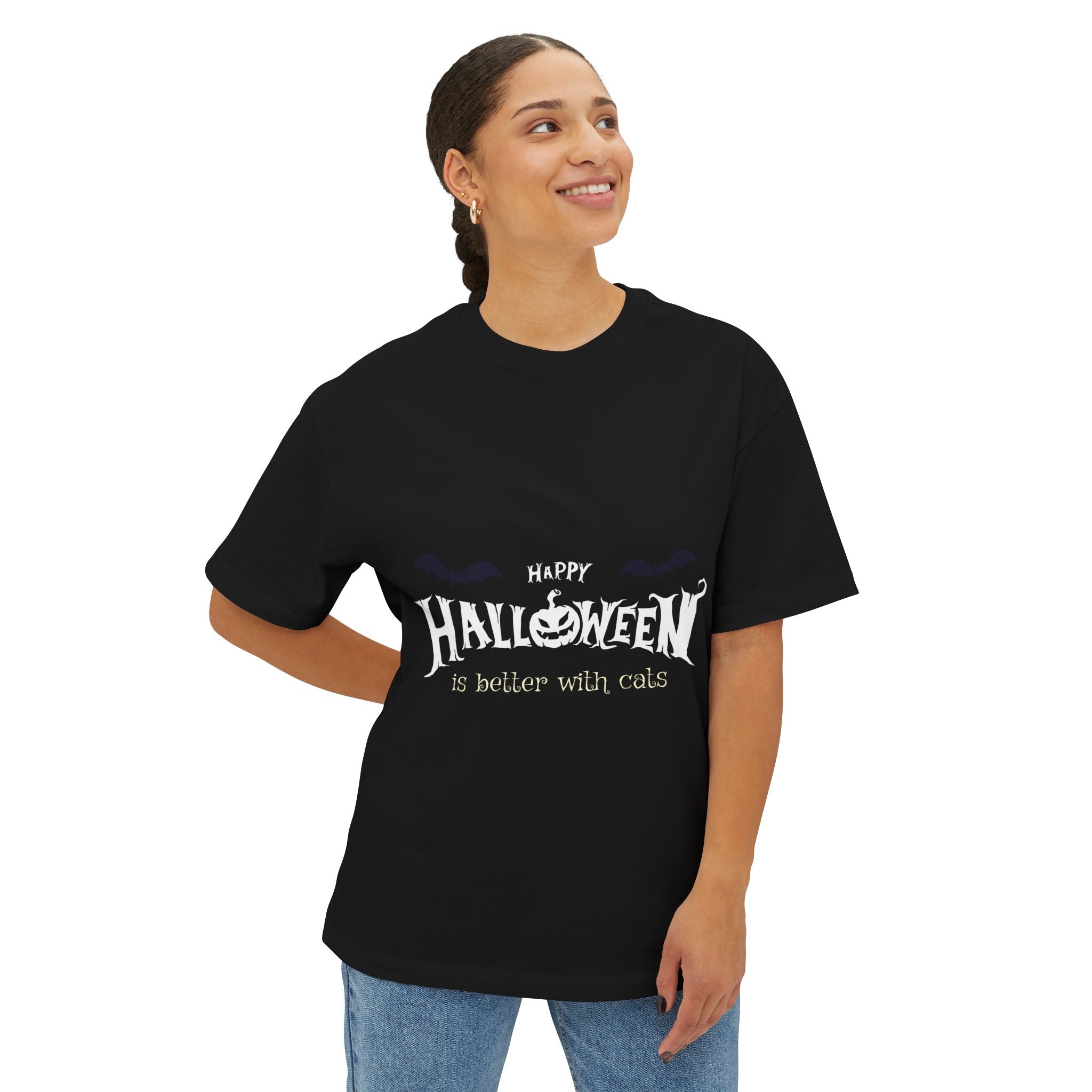 Halloween with Witch's Cats | Unisex Oversized Boxy Tee