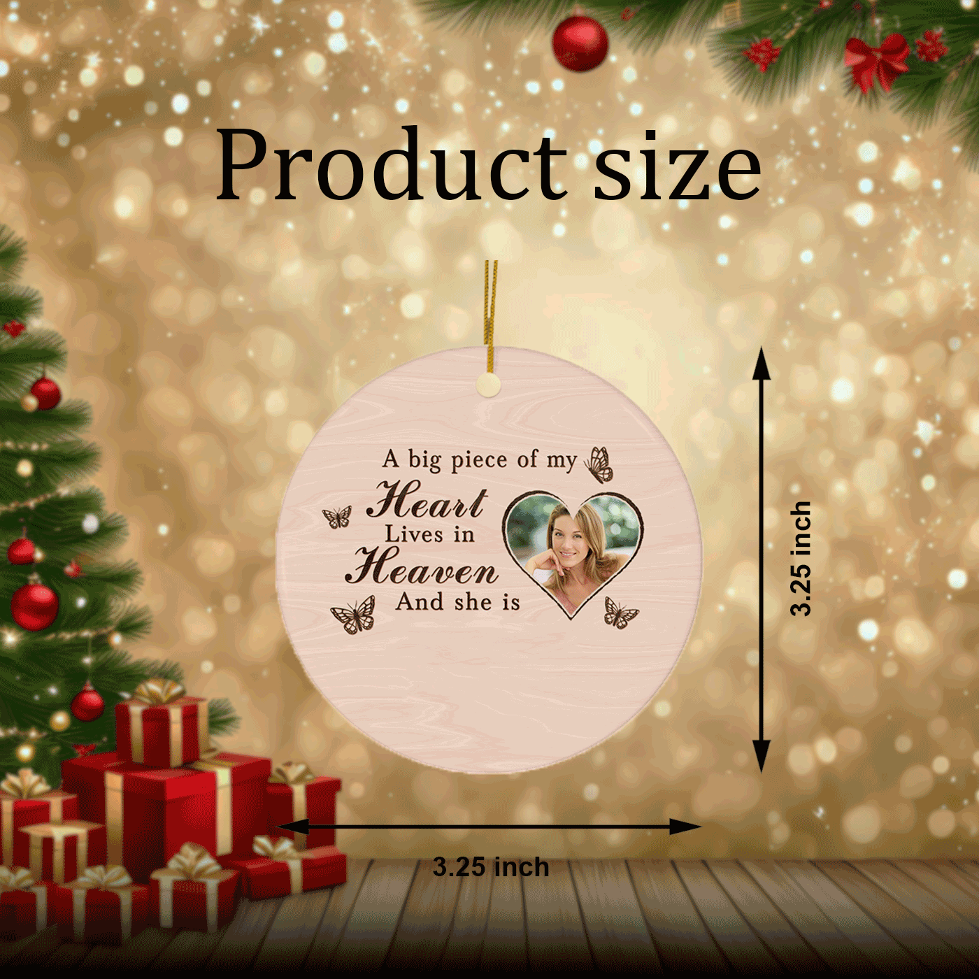 Christmas Memorial with Heartfelt | A Big Piece of My Heart Lives in Heaven | Ceramic Ornament