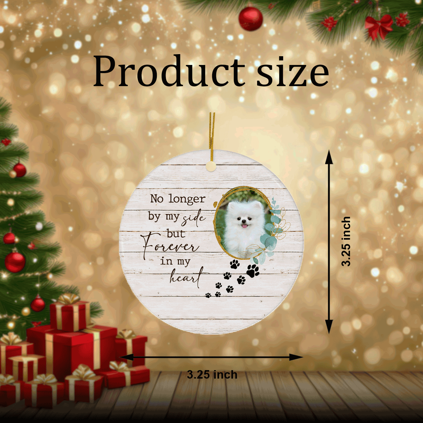 Pet Memorial | 'No Longer By My Side, Forever in My Heart' | Christmas | Ceramic Ornament