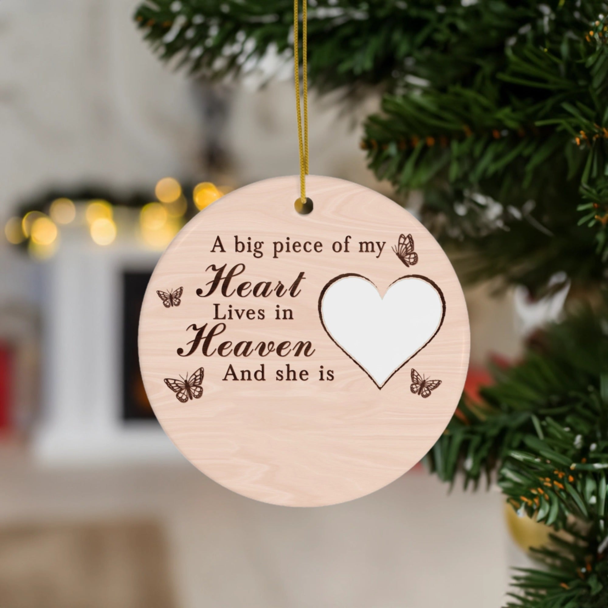 Christmas Memorial with Heartfelt | A Big Piece of My Heart Lives in Heaven | Ceramic Ornament