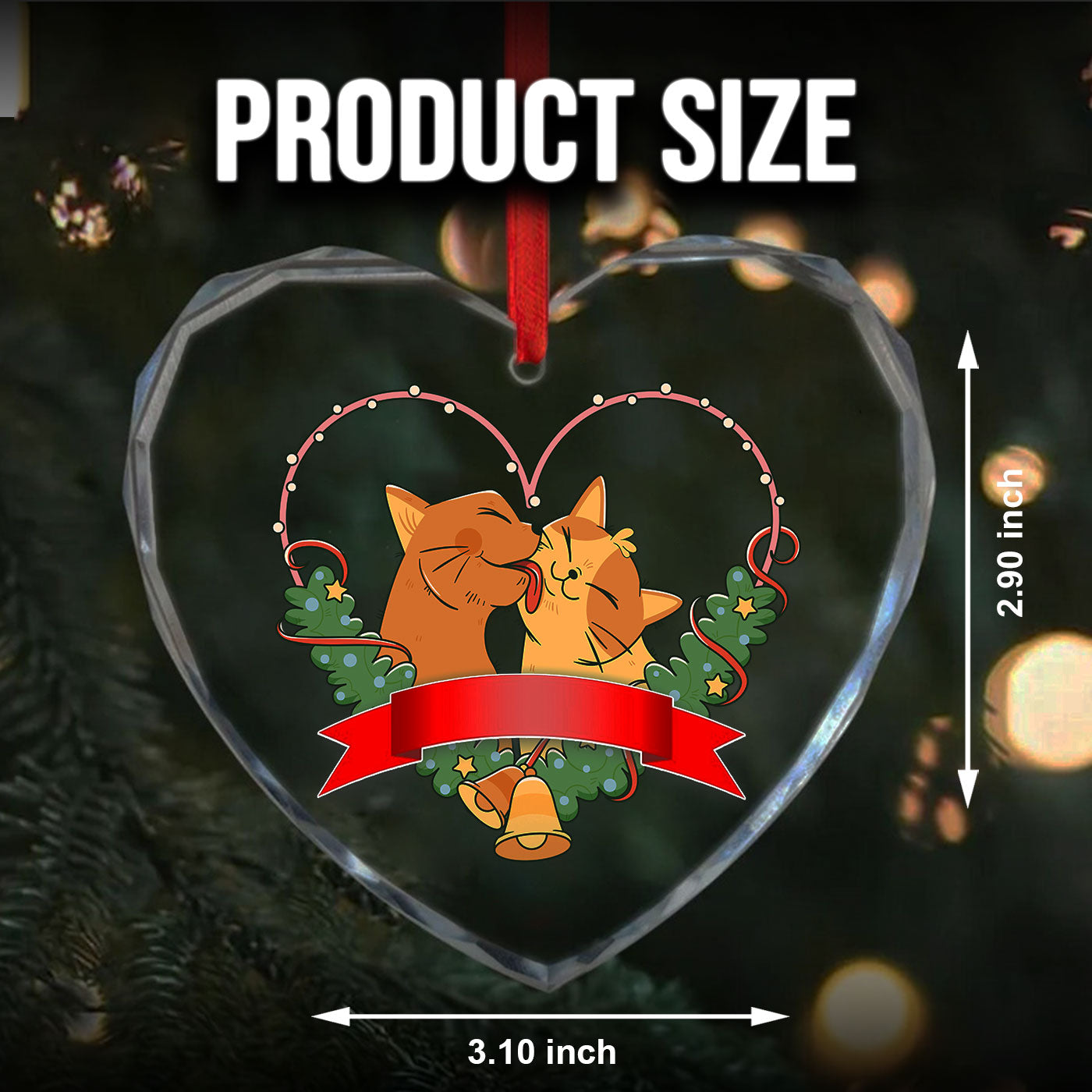Perfect Christmas Love | Cat Couple for the Holidays | Glass Ornament