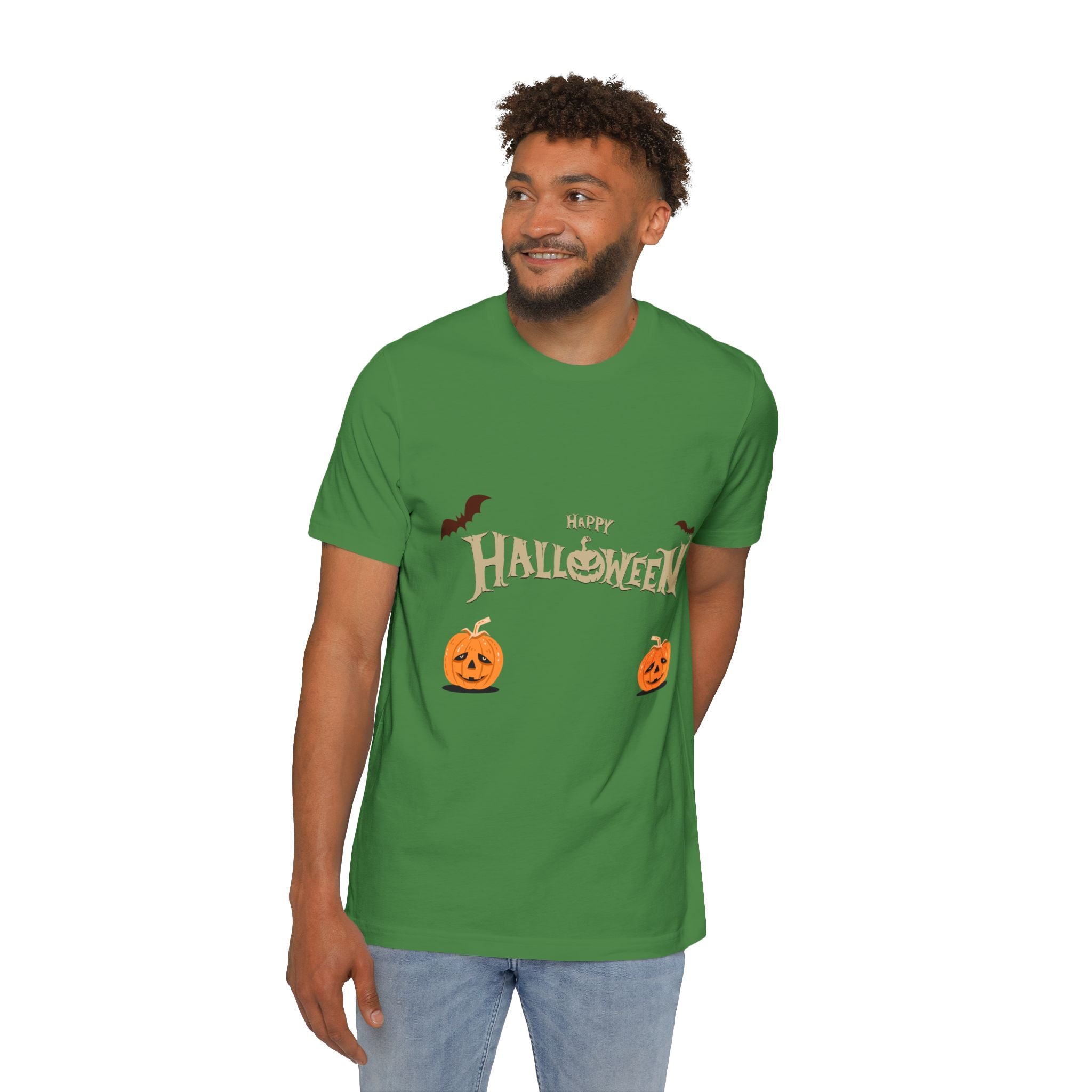 Halloween with Pumpkins | USA-Made Unisex Short-Sleeve Jersey T-Shirt