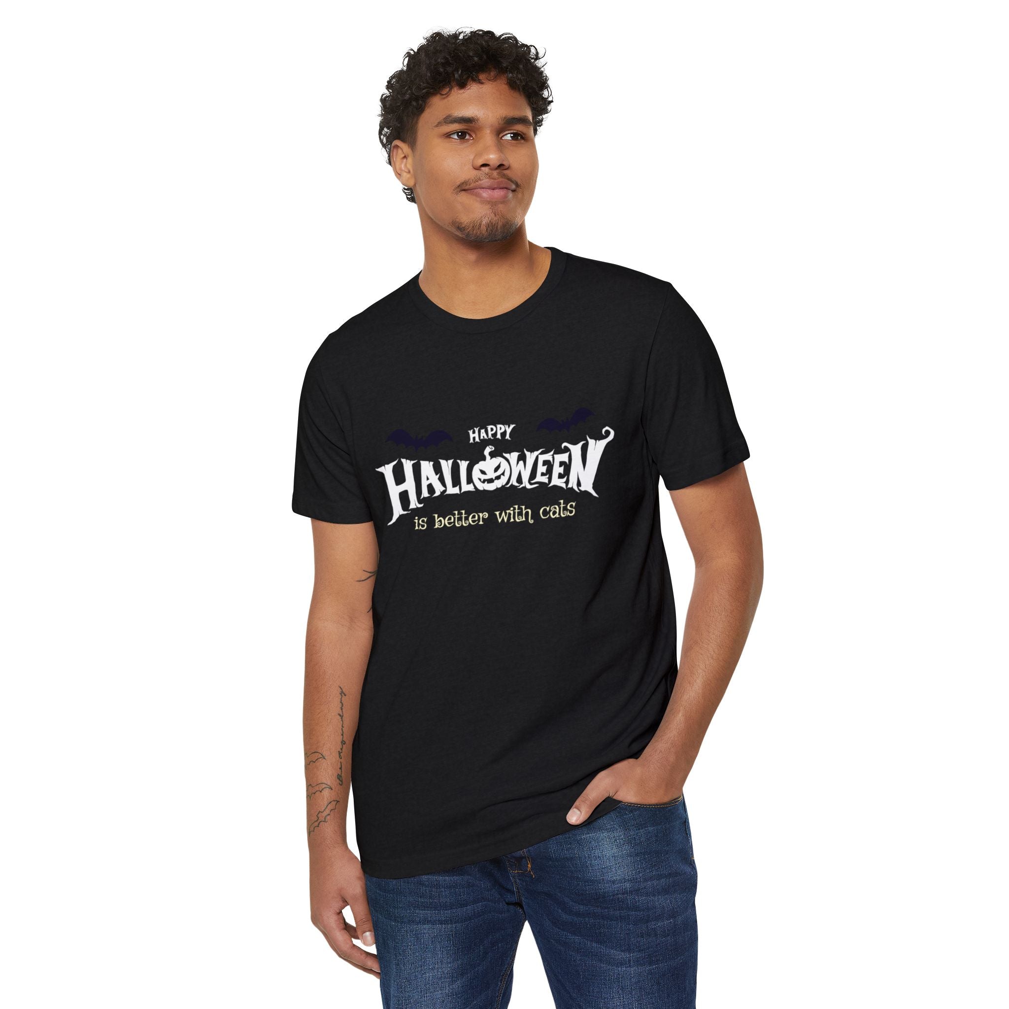 Halloween with Witch's Cats | Unisex Recycled Organic T-Shirt