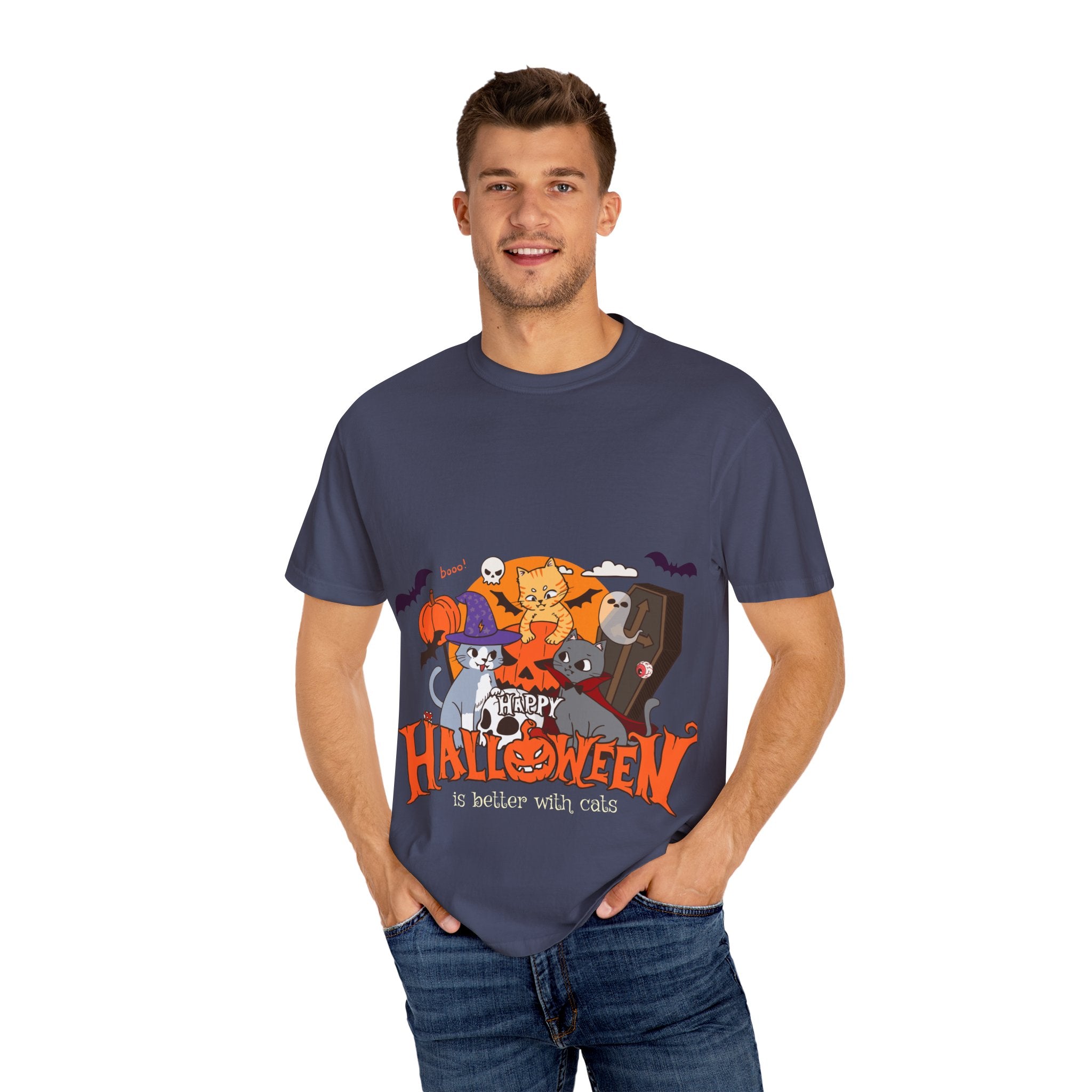 Halloween is Better with Cats | Unisex Garment-Dyed T-shirt