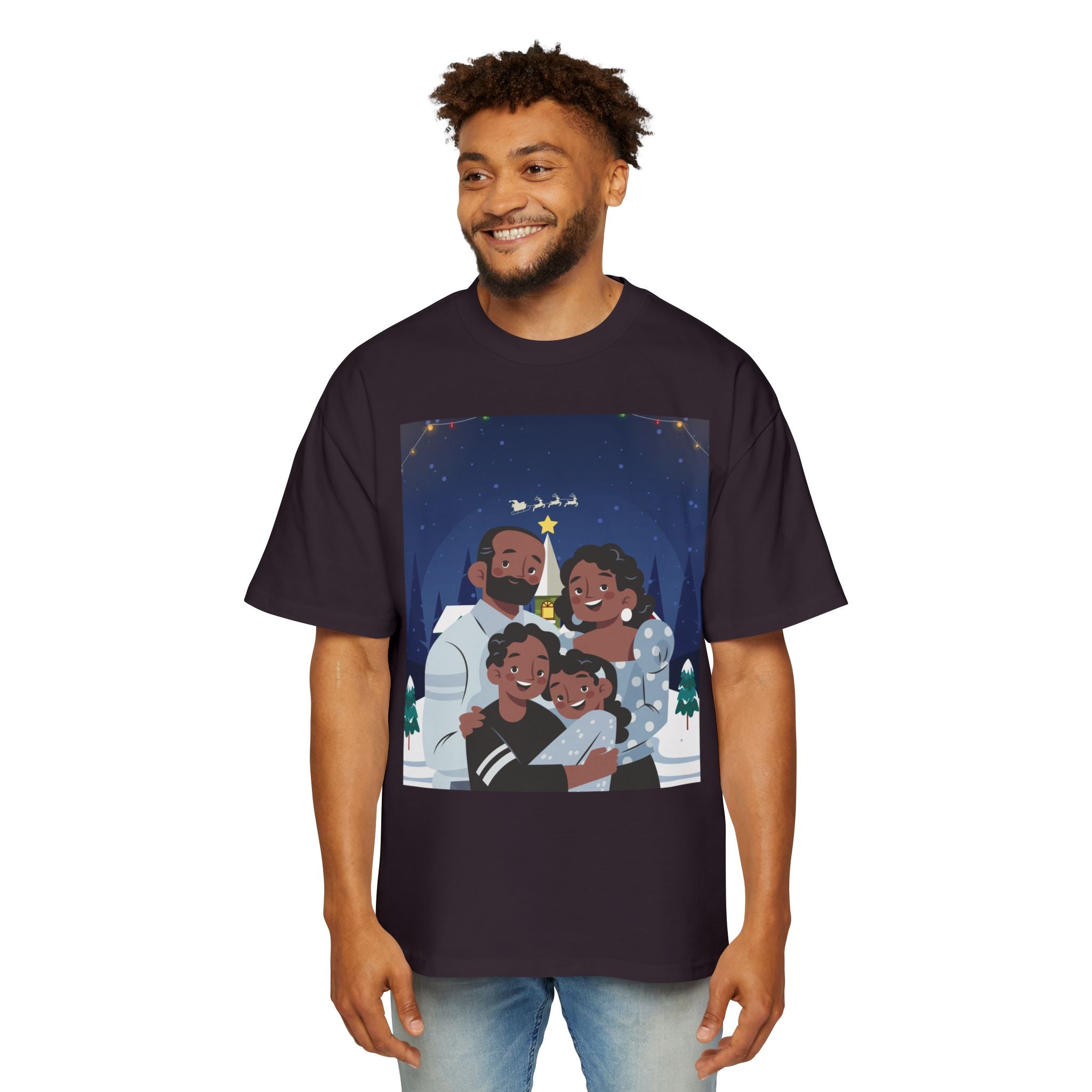 Happy Christmas Family | Men's Heavy Oversized Tee