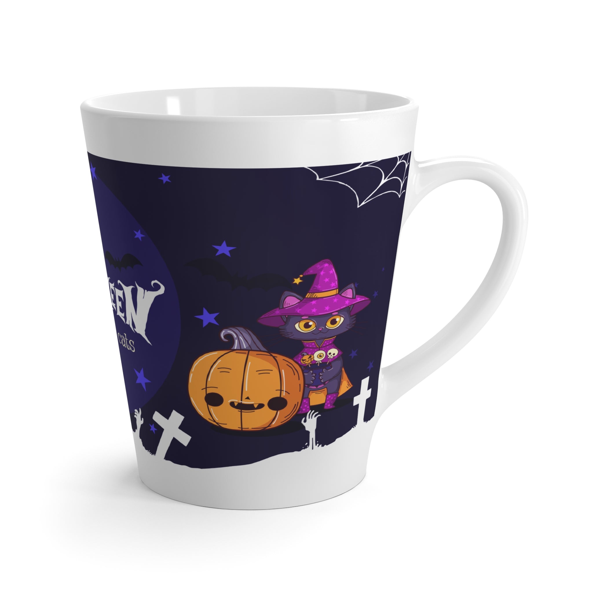 Happy Halloween with Witch's Cats | Latte Mug