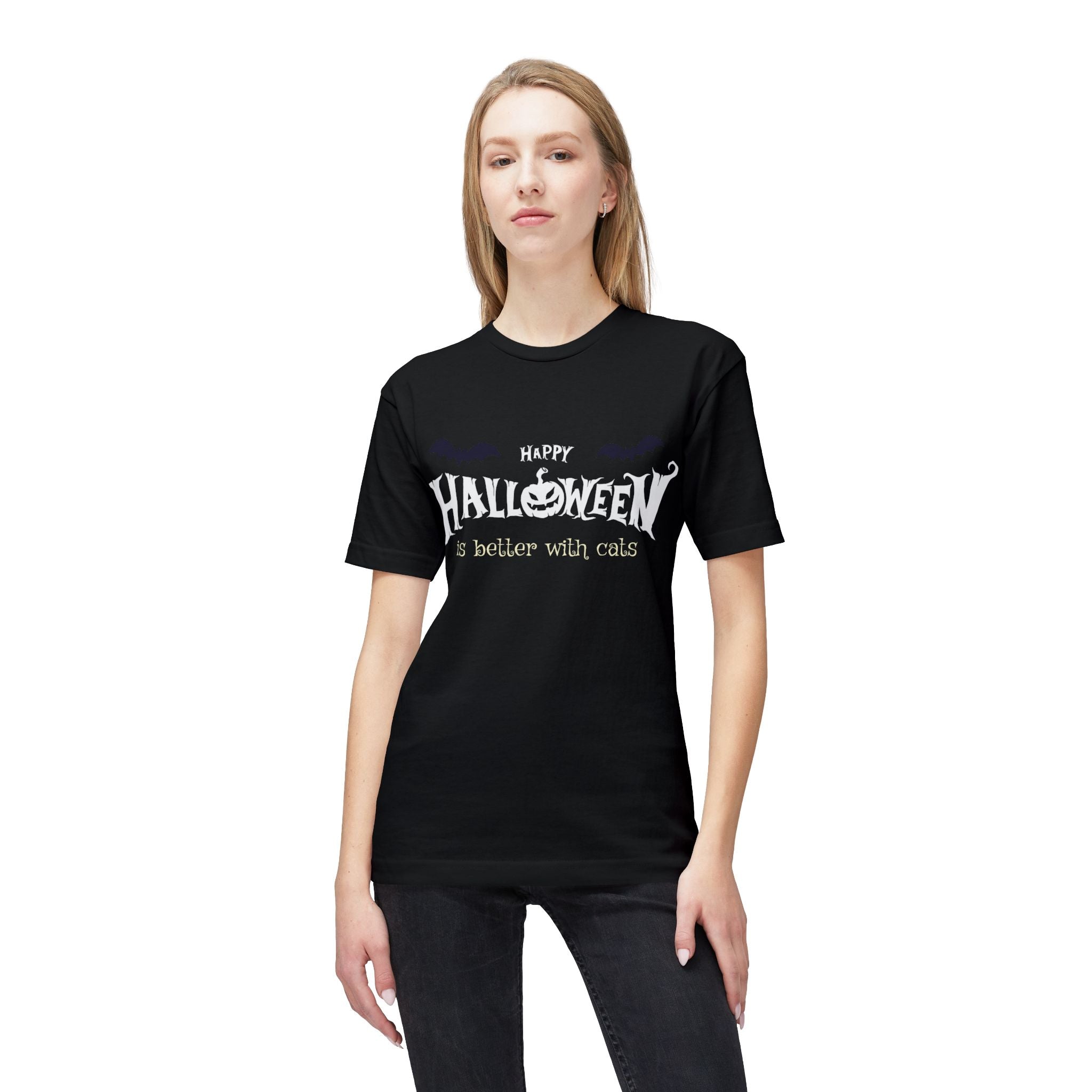 Halloween with Witch's Cats | Unisex Midweight T-shirt, Made in US