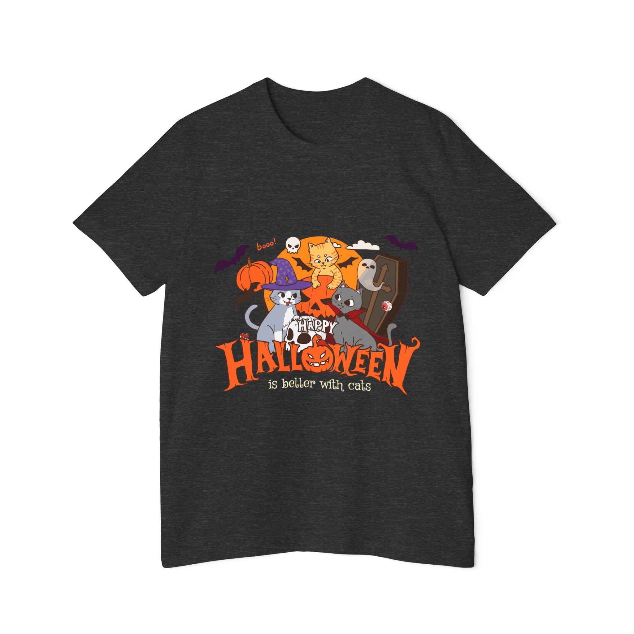 Halloween is Better with Cats | USA-Made Unisex Short-Sleeve Jersey T-Shirt