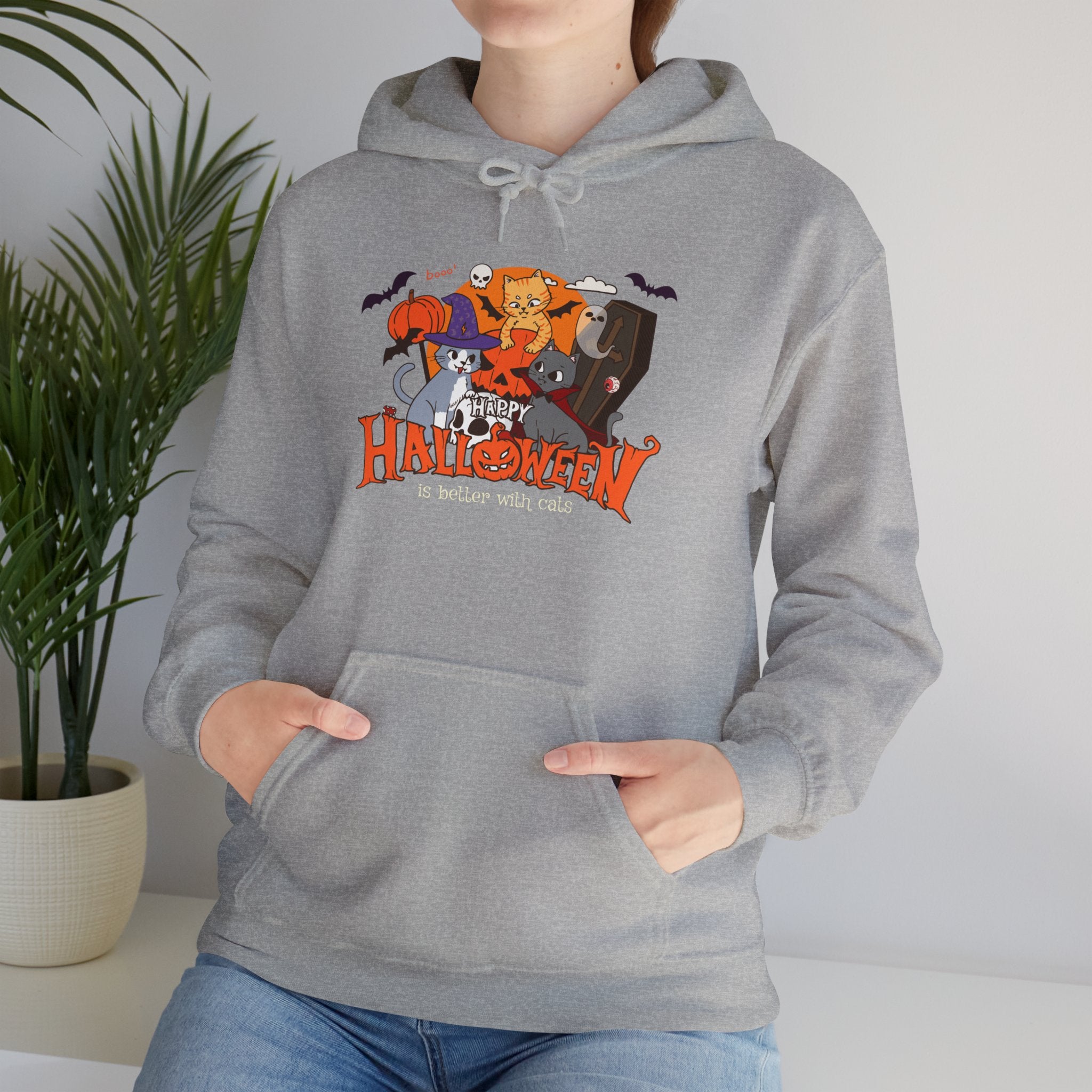 Halloween is Better with Cats | Unisex Heavy Blend Hooded Sweatshirt