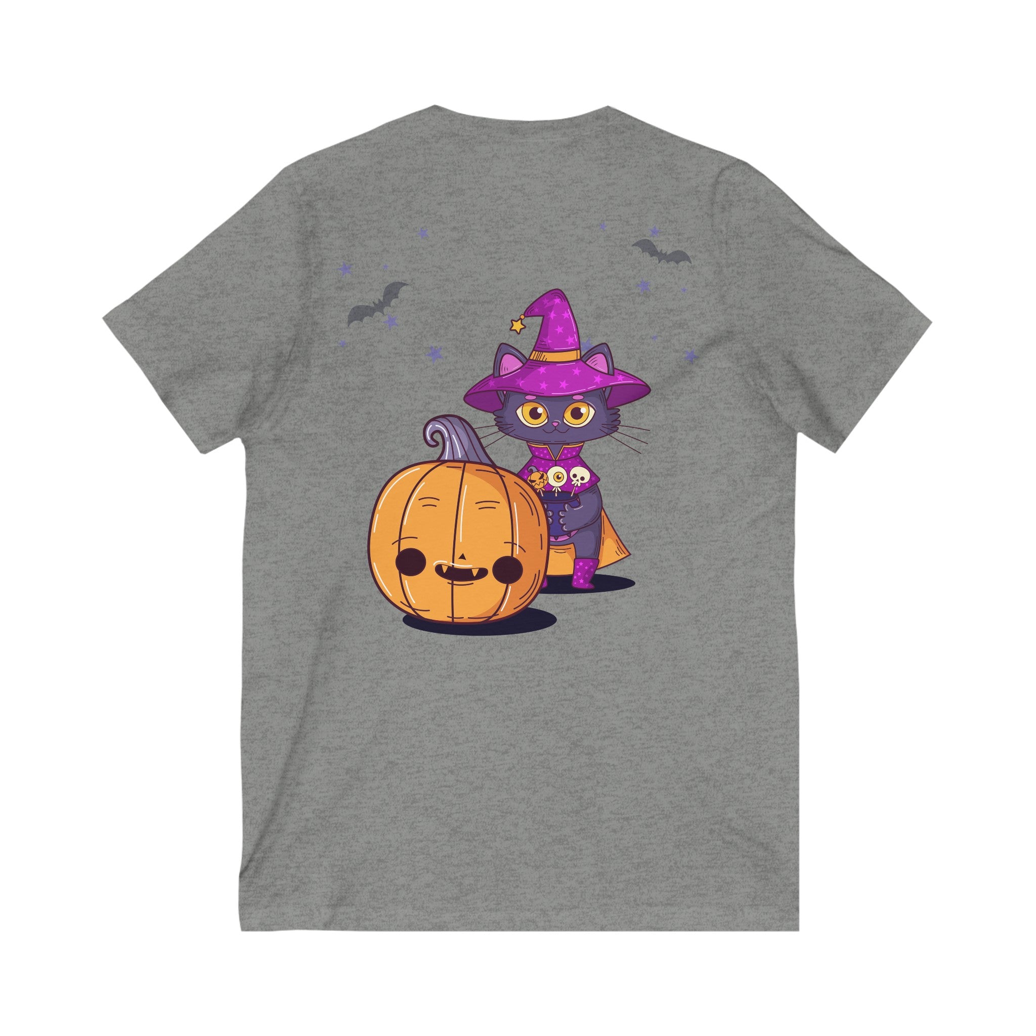 Halloween with Witch's Cats| Unisex Jersey Short Sleeve V-Neck Tee