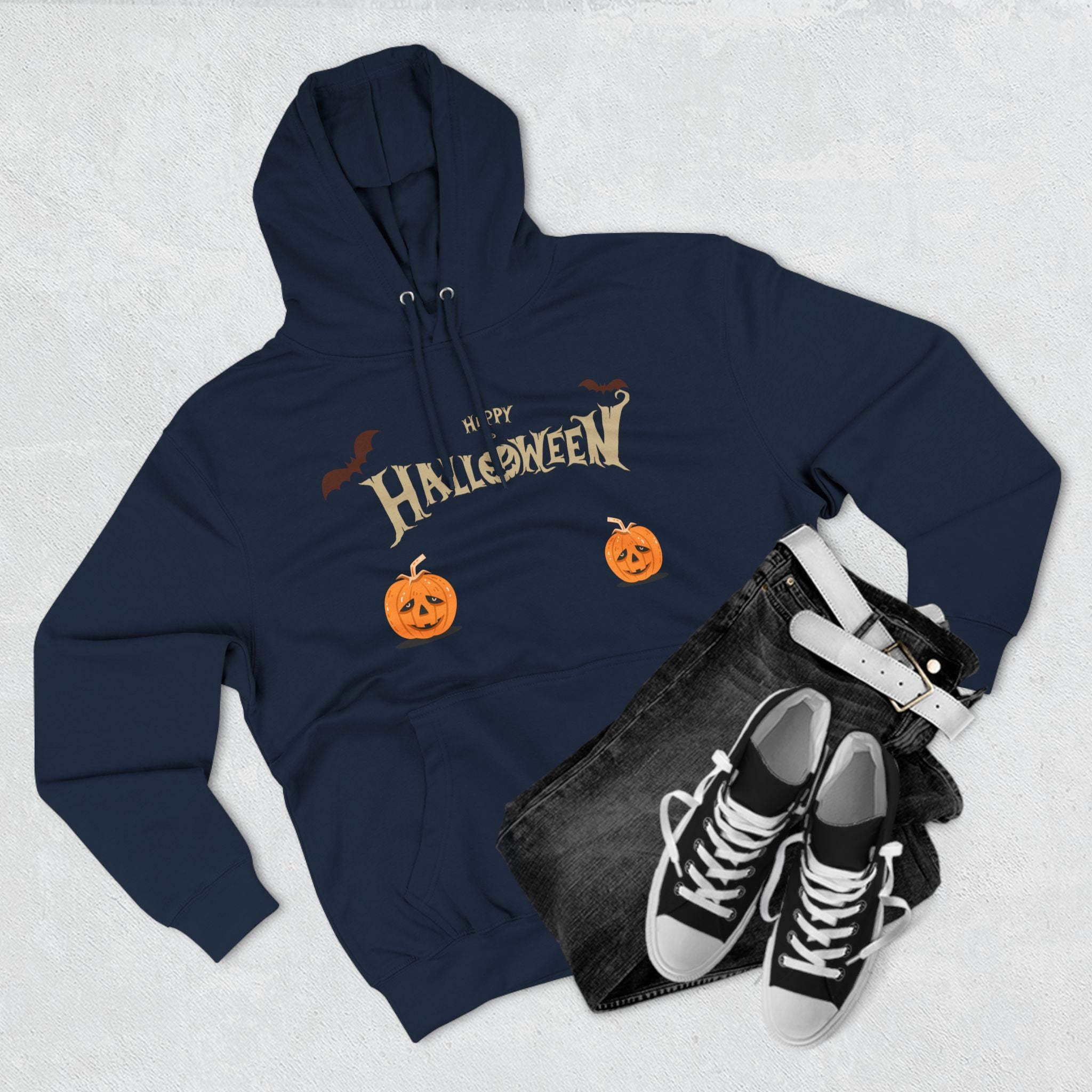 Halloween with Pumpkins | Three-Panel Fleece Hoodie