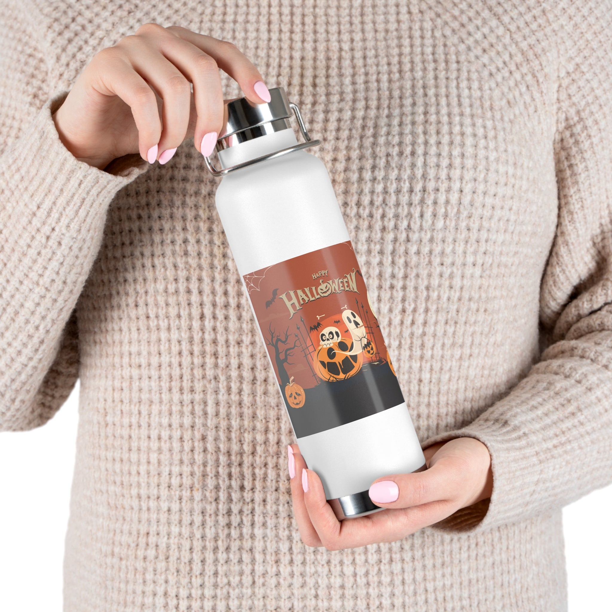 Happy Halloween with Pumpkin | Copper Vacuum Insulated Bottle
