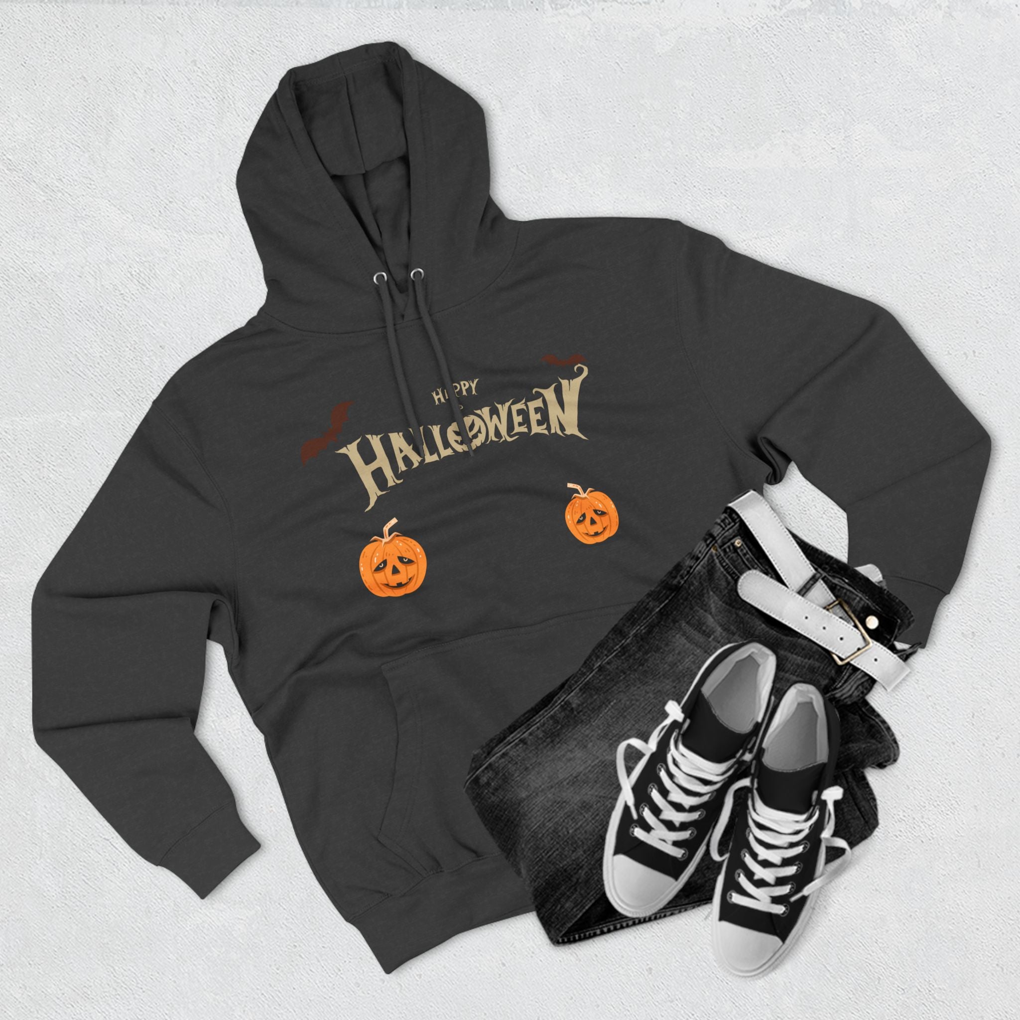 Halloween with Pumpkins | Three-Panel Fleece Hoodie