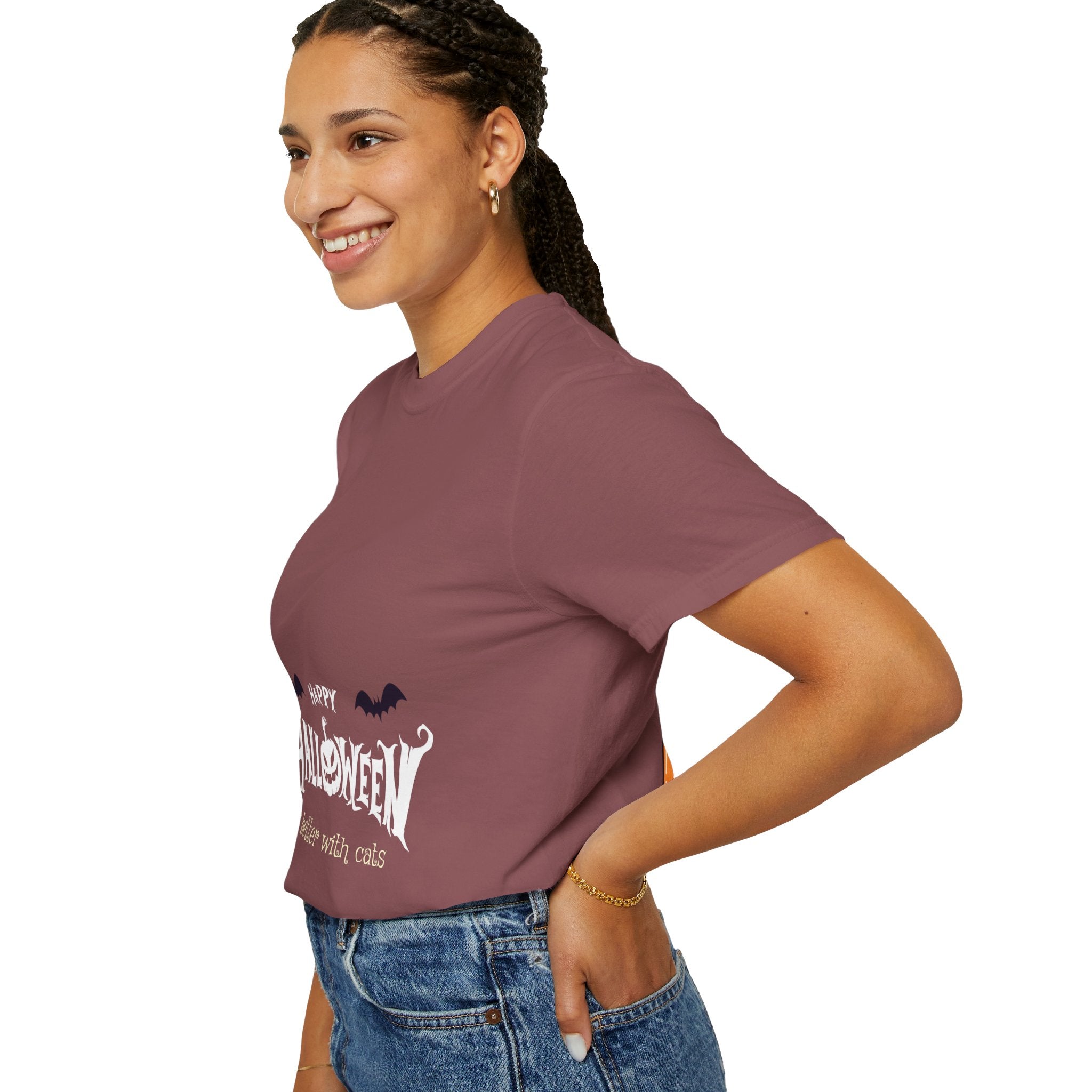 Halloween with Witch's Cats | Unisex Garment-Dyed T-shirt