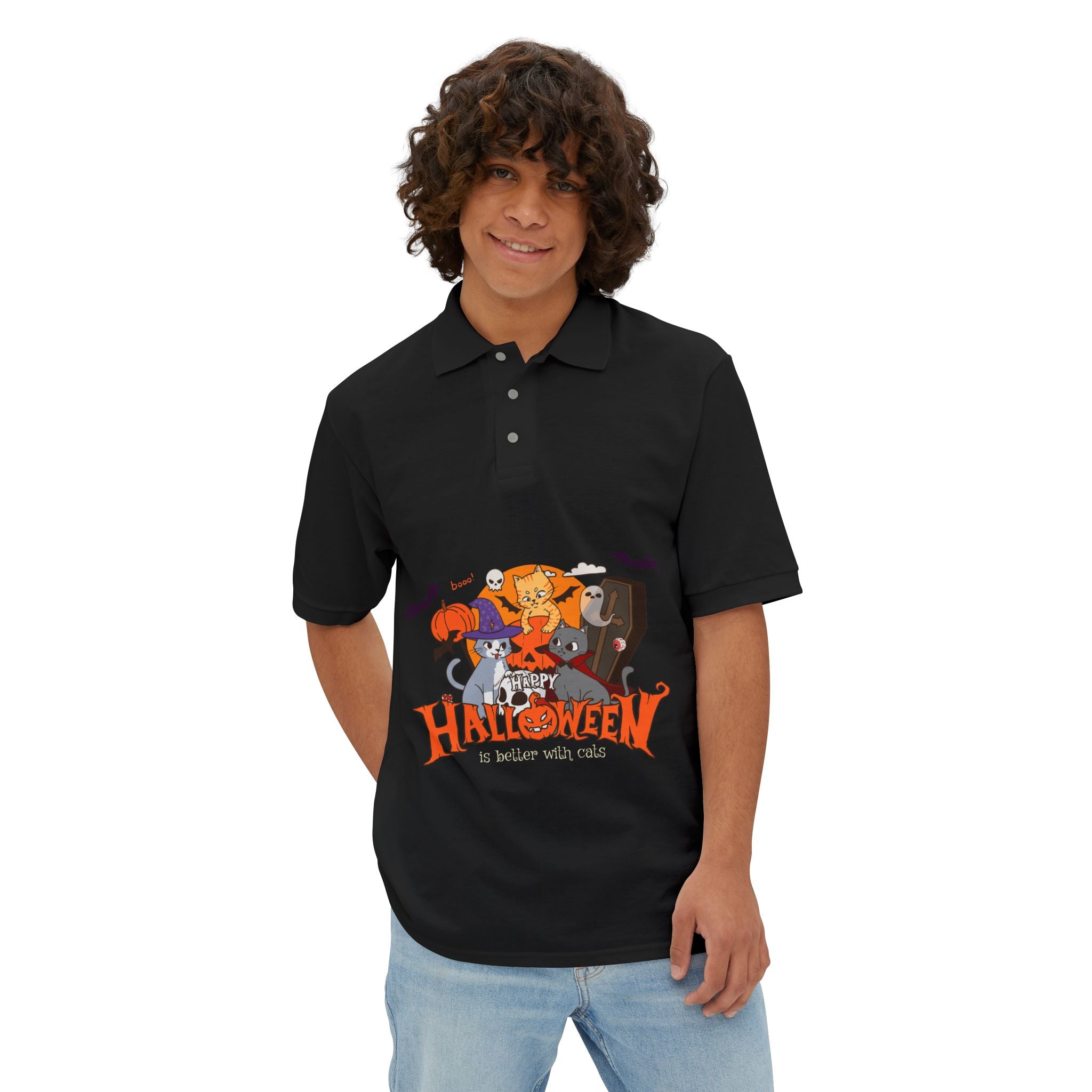 Halloween is Better with Cats | Men's Piqué Polo
