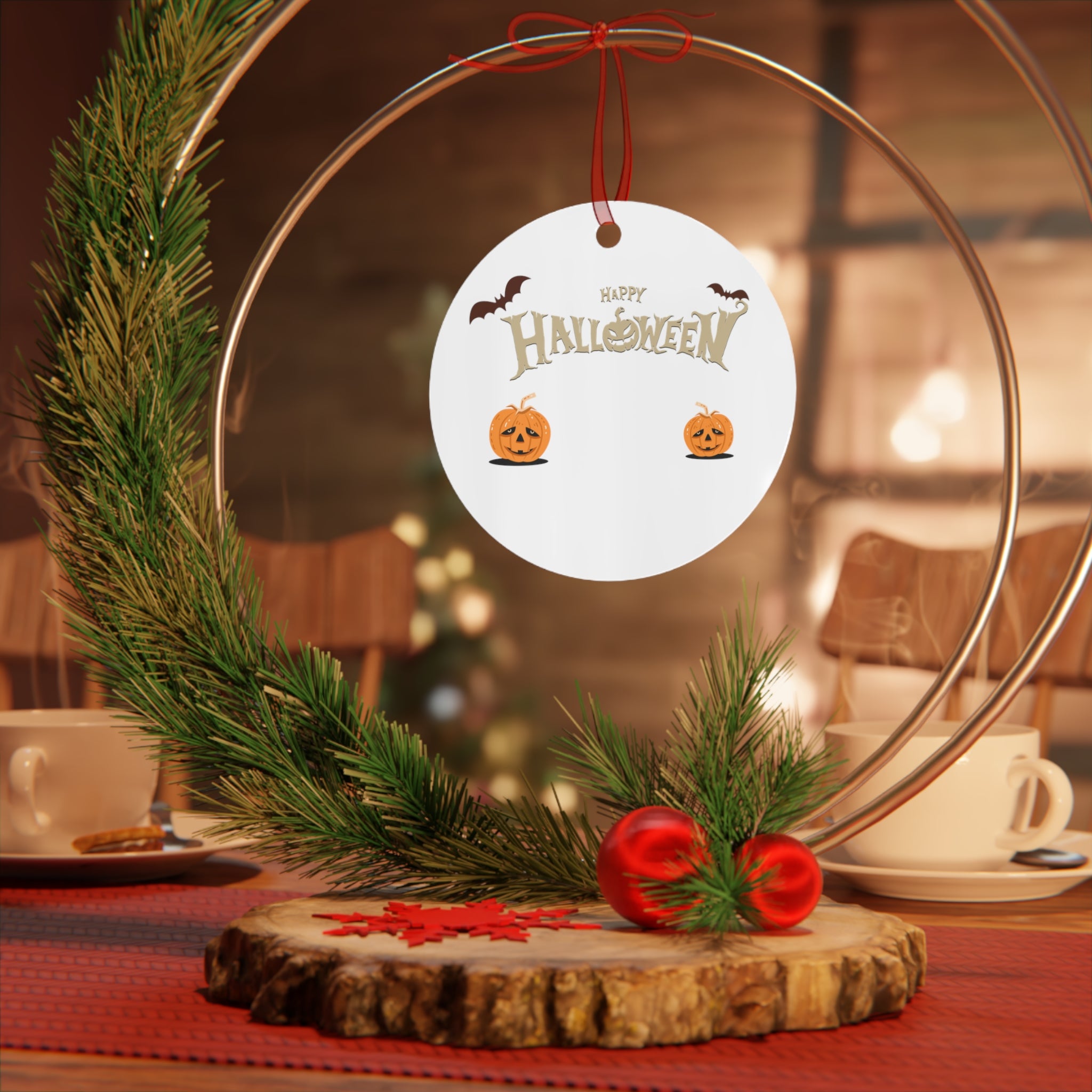 Happy Halloween with Pumpkin | Metal Ornaments