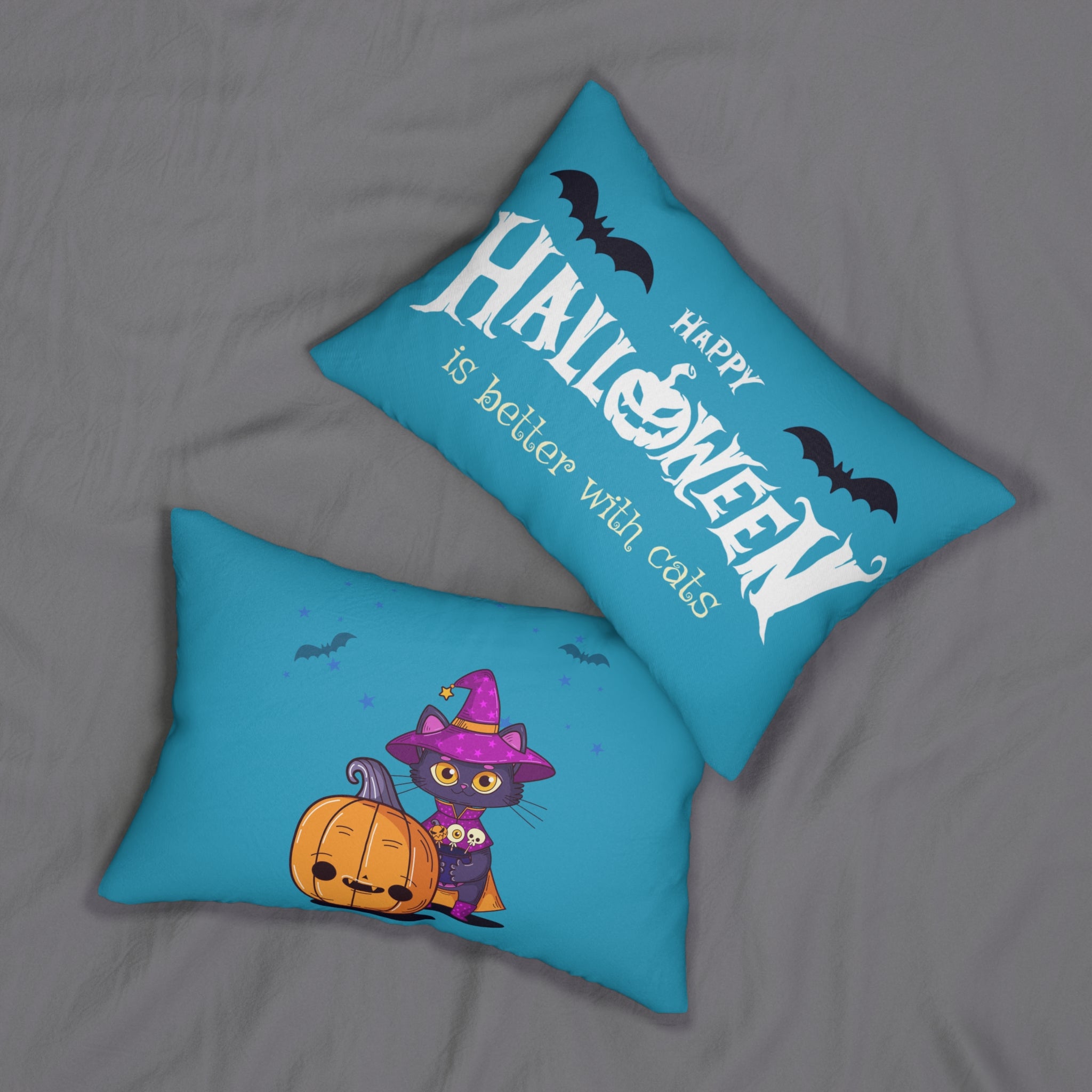 Halloween with Witch's Cats | Spun Polyester Lumbar Pillow