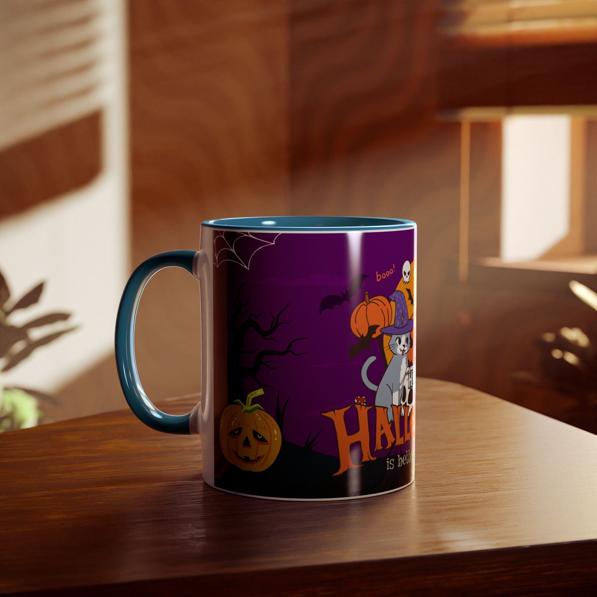 Happy Halloween is Better with Cats | Two-Tone Coffee Mugs