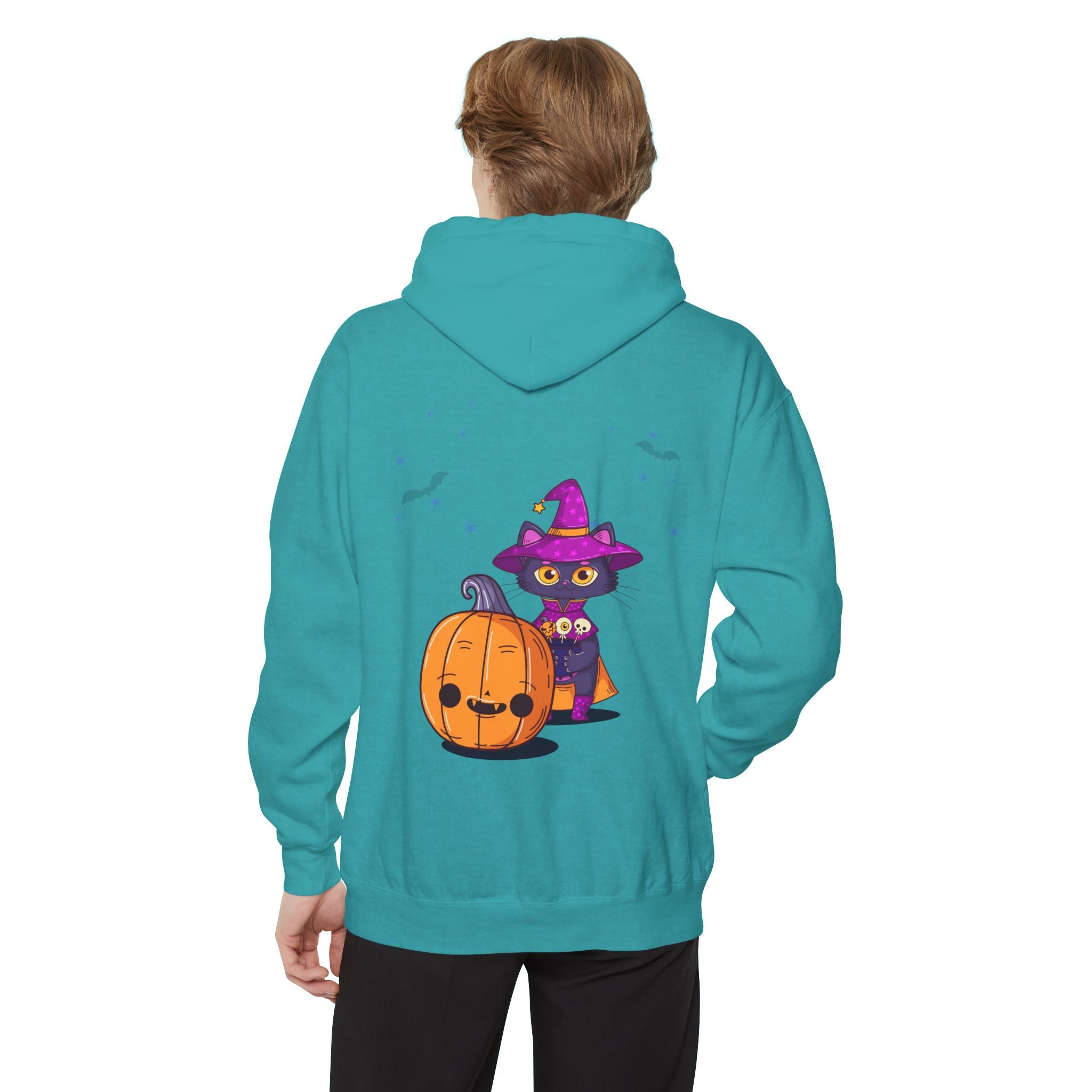 Halloween with Witch's Cats | Unisex Garment-Dyed Hoodie