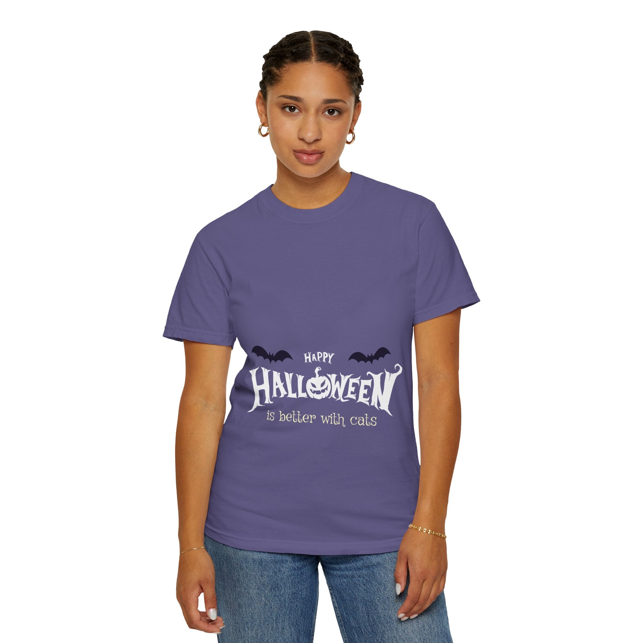 Halloween with Witch's Cats | Unisex Garment-Dyed T-shirt
