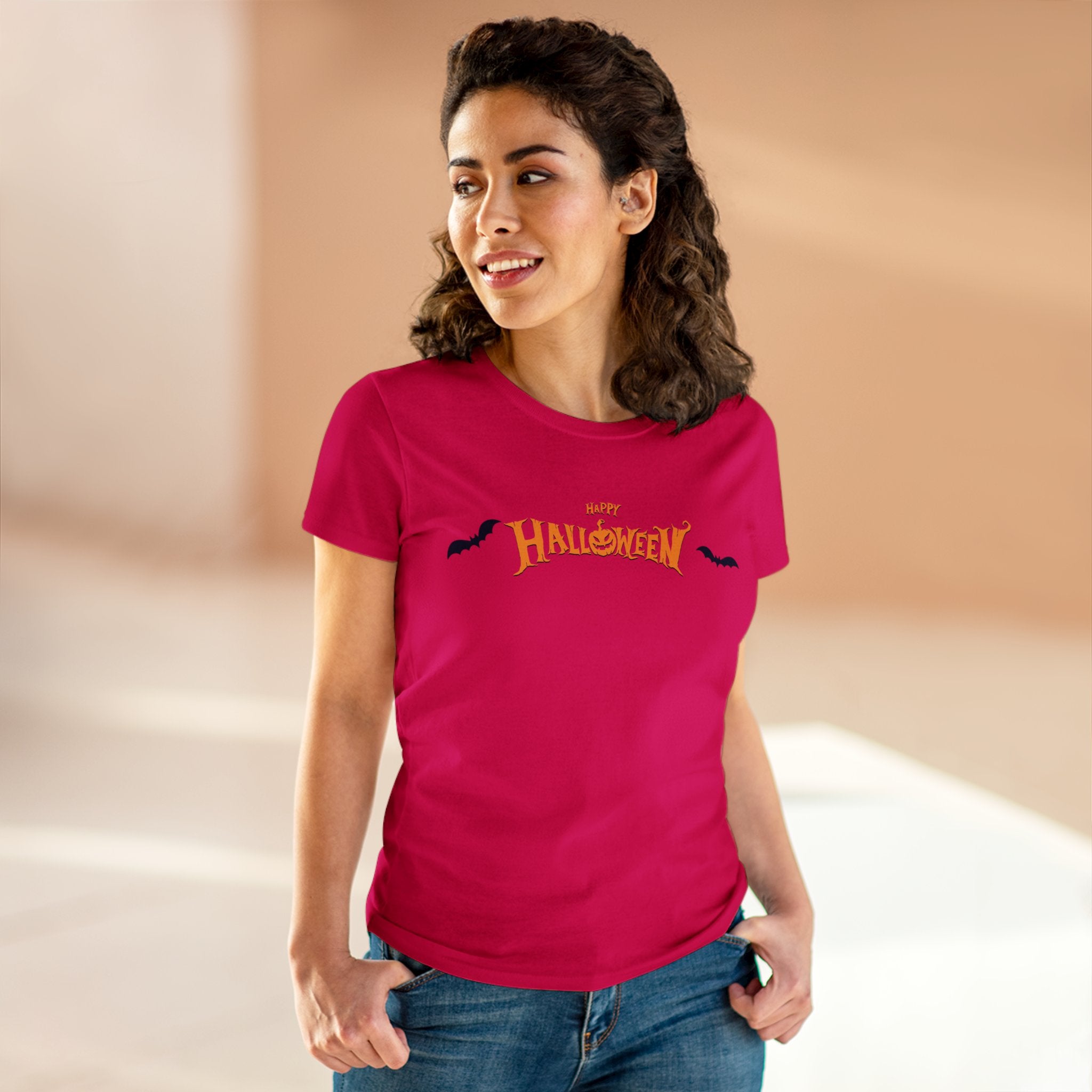 Halloween with Bats | Women's Midweight Cotton Tee