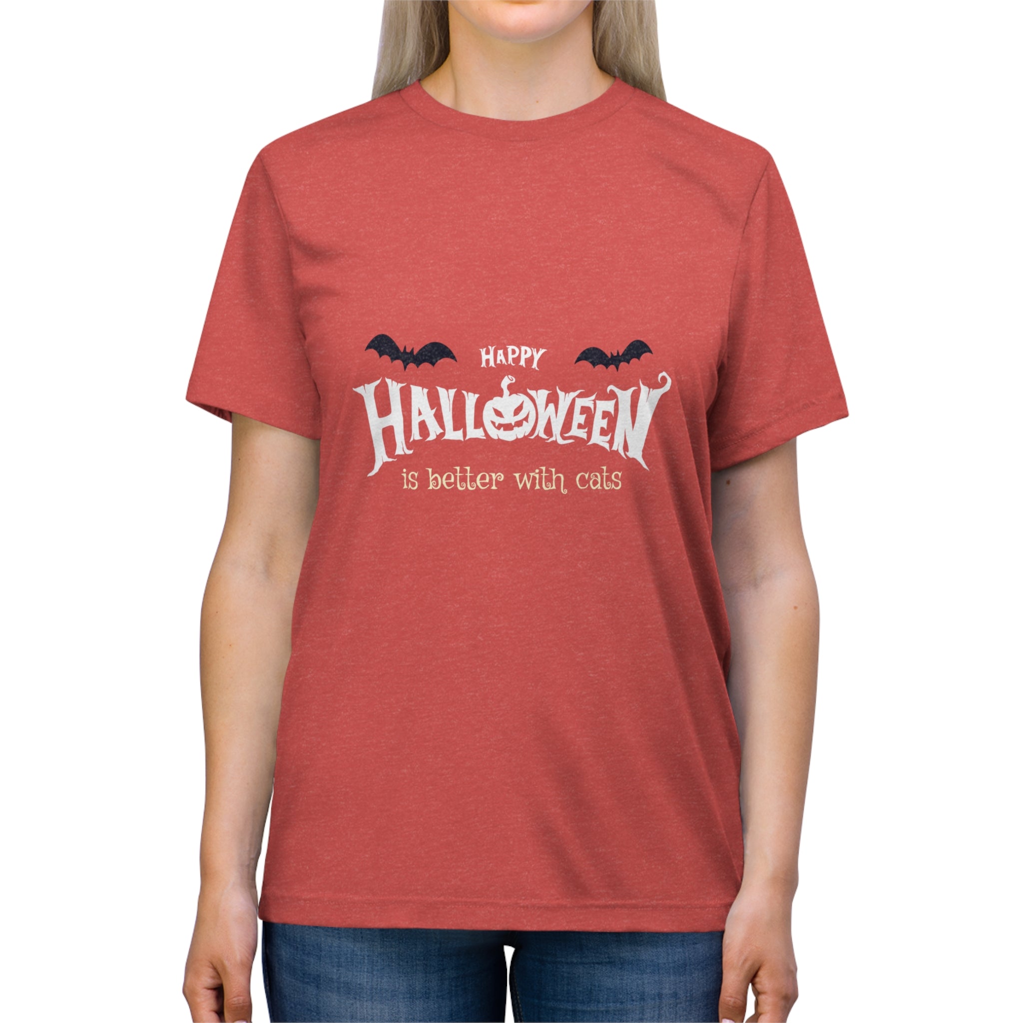 Halloween with Witch's Cats | Unisex Triblend Tee