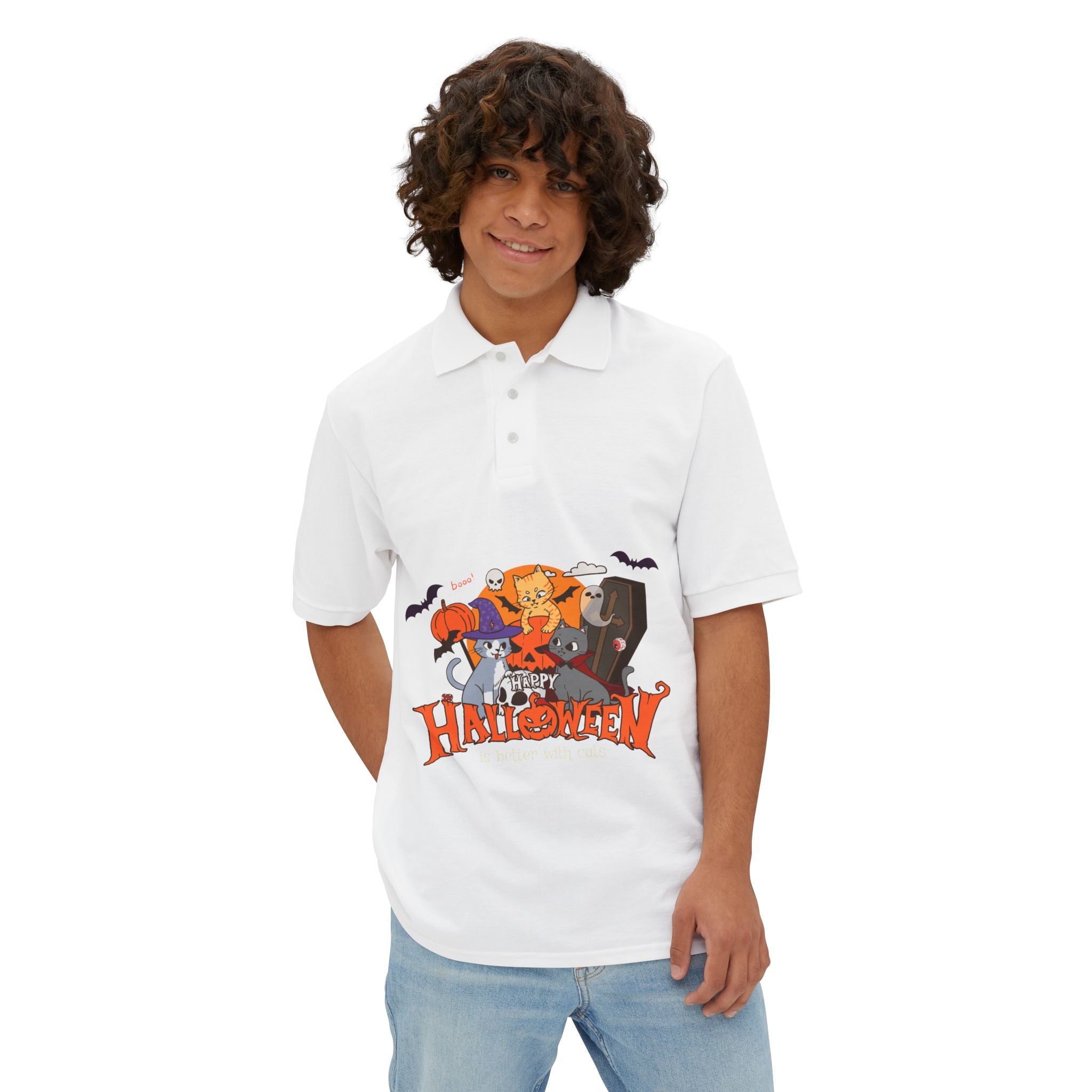 Halloween is Better with Cats | Men's Piqué Polo