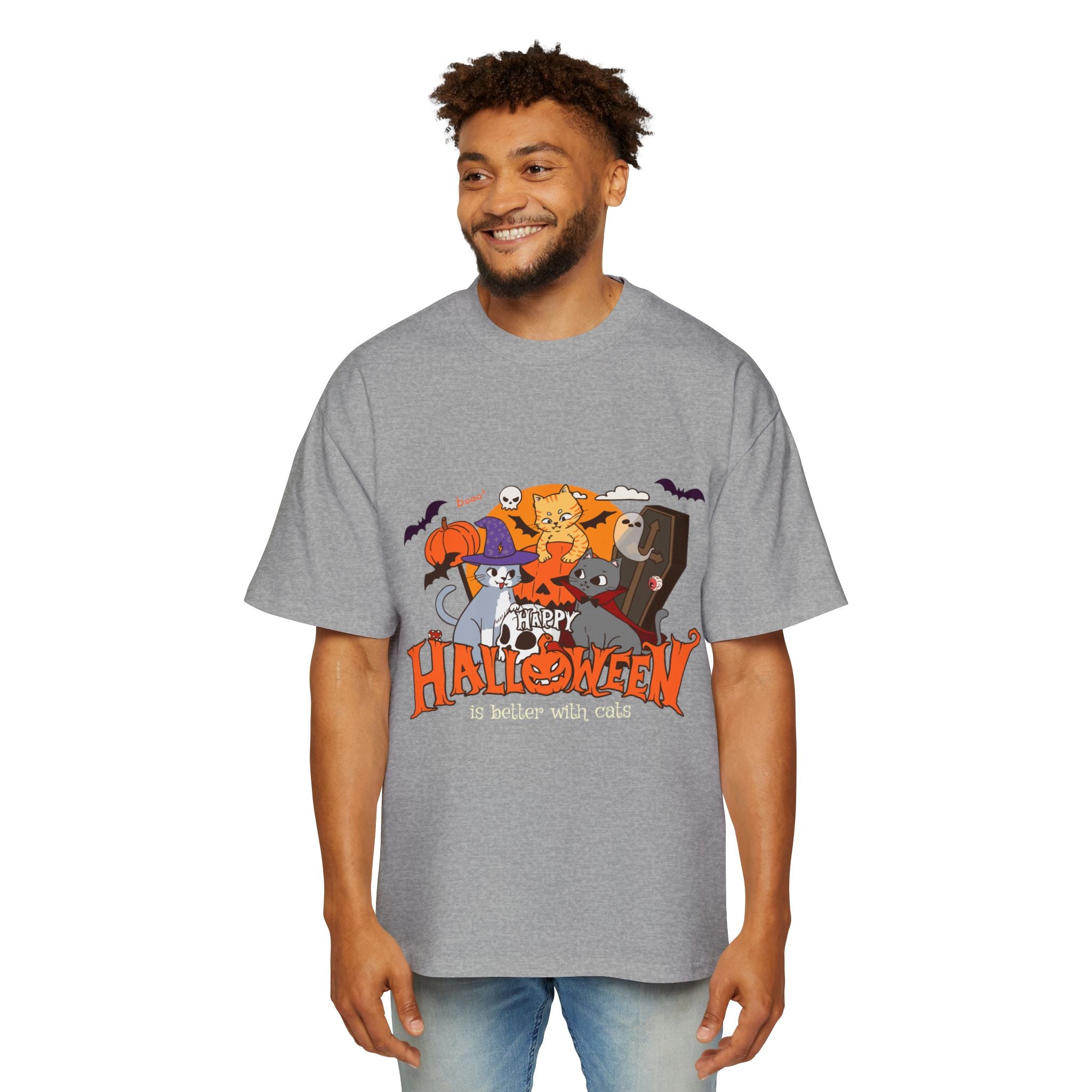 Halloween is Better with Cats | Men's Heavy Oversized Tee