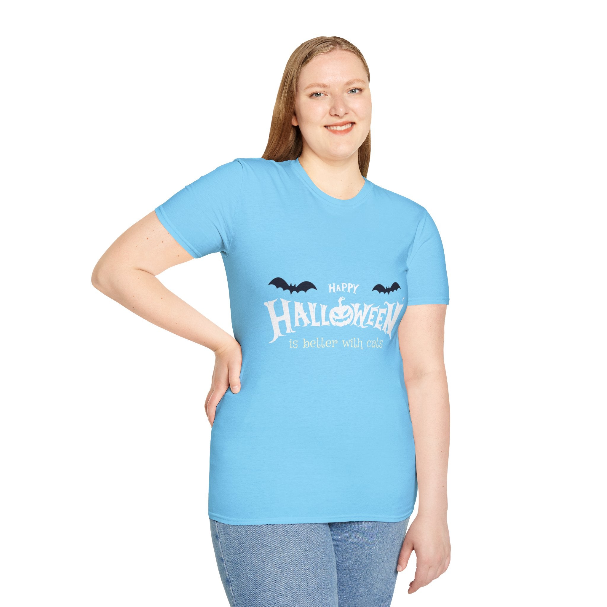 Halloween with Witch's Cats | Unisex Softstyle T-Shirt