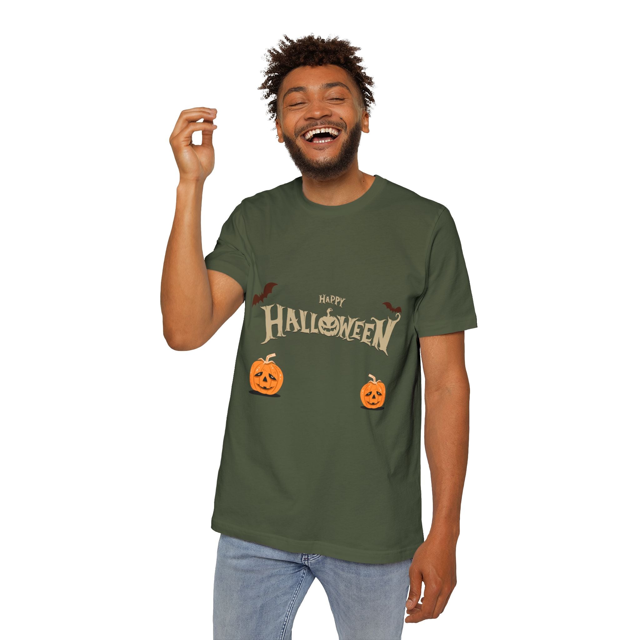 Halloween with Pumpkins | USA-Made Unisex Short-Sleeve Jersey T-Shirt