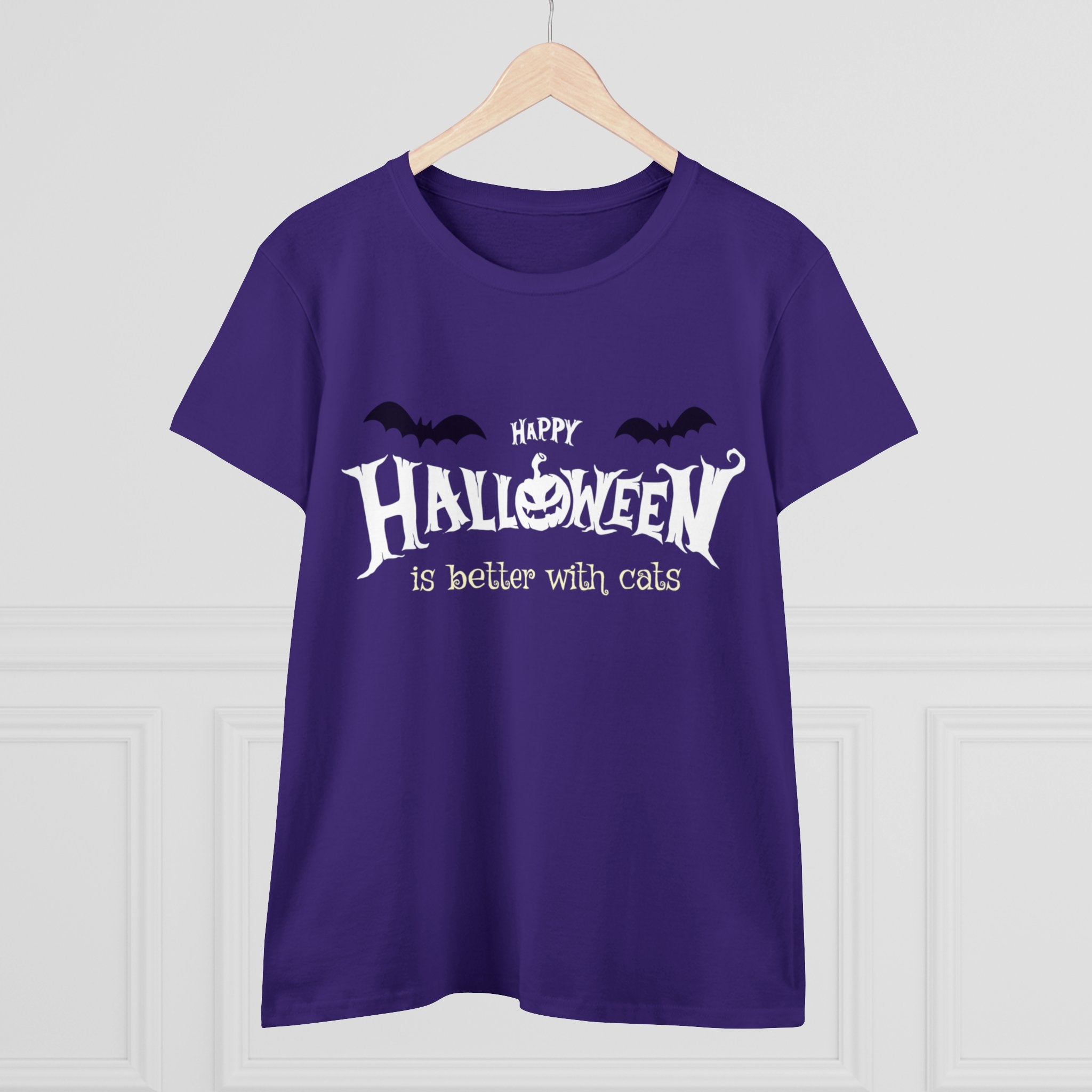 Halloween with Witch's Cats | Women's Midweight Cotton Tee