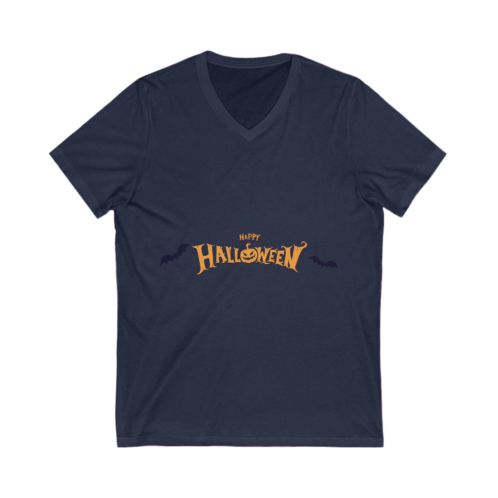 Halloween with Bats| Unisex Jersey Short Sleeve V-Neck Tee